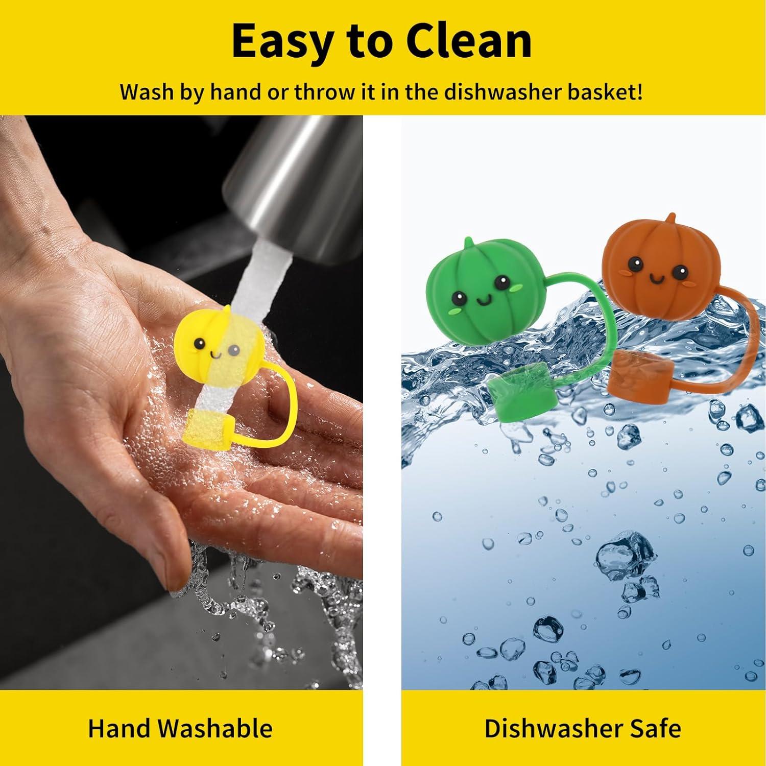 imageWhaline 5Pcs Halloween Straw Covers Cap Grimace Pumpkin Silicone Reusable Straw Topper Colorful 10mm04In Straw Lids Protectors for 3040 OZ Tumbler Cups AccessoriesCute Pumpkin Face