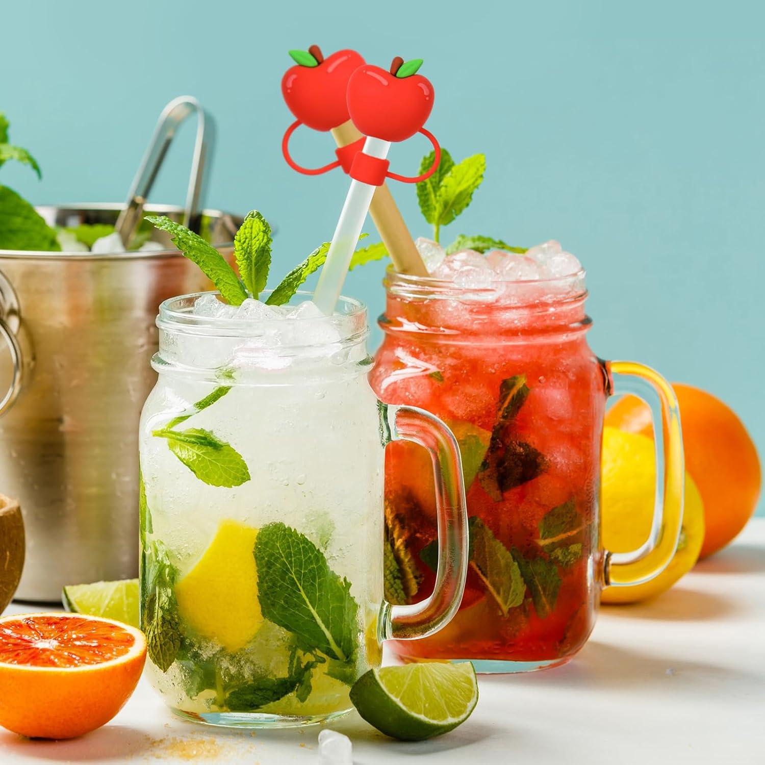 imageWhaline 5Pcs Halloween Straw Covers Cap Grimace Pumpkin Silicone Reusable Straw Topper Pink 10mm04In Straws Lids Protectors for 3040 OZ Tumbler Cups AccessoriesApple