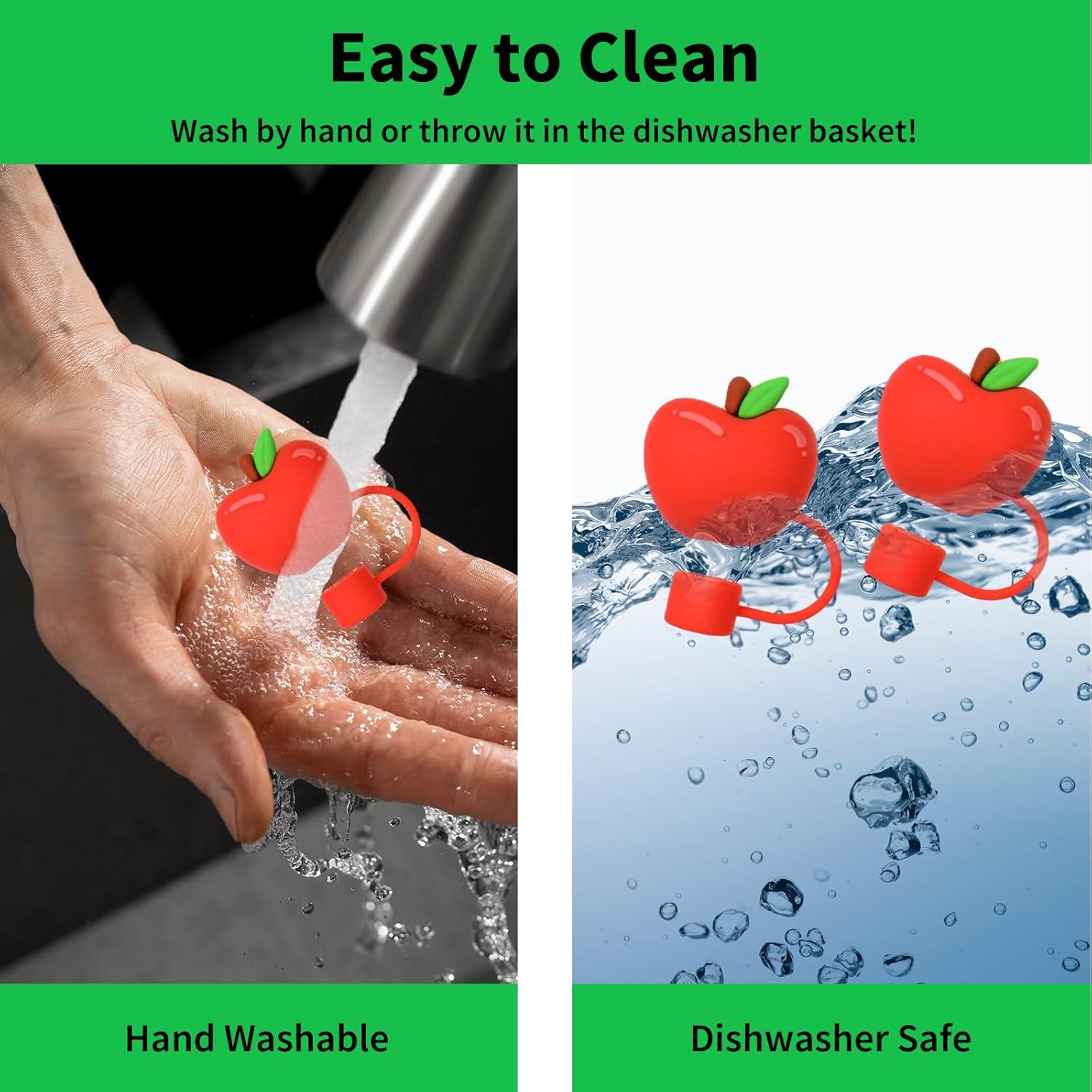 imageWhaline 5Pcs Halloween Straw Covers Cap Grimace Pumpkin Silicone Reusable Straw Topper Pink 10mm04In Straws Lids Protectors for 3040 OZ Tumbler Cups AccessoriesApple