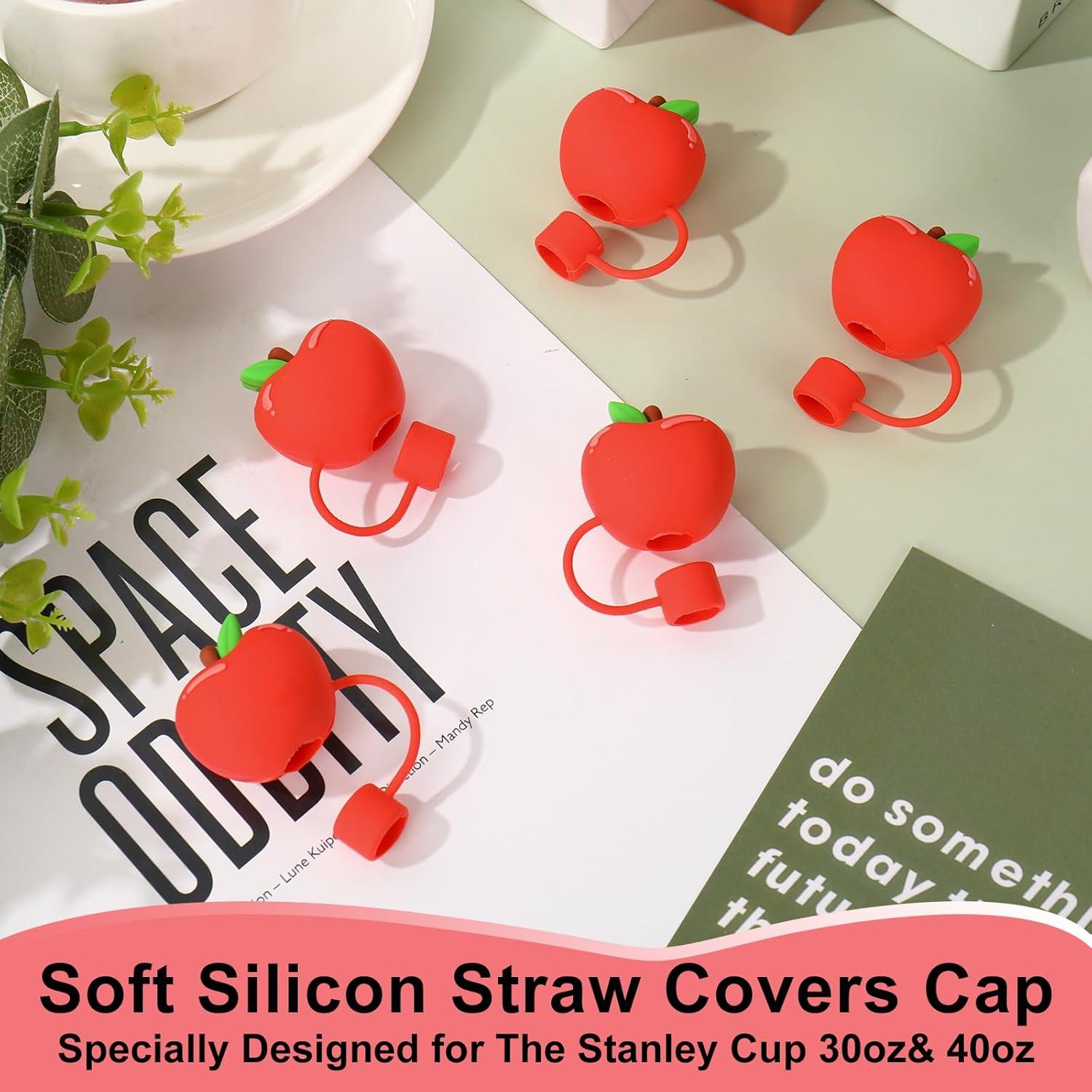 imageWhaline 5Pcs Halloween Straw Covers Cap Grimace Pumpkin Silicone Reusable Straw Topper Pink 10mm04In Straws Lids Protectors for 3040 OZ Tumbler Cups AccessoriesApple