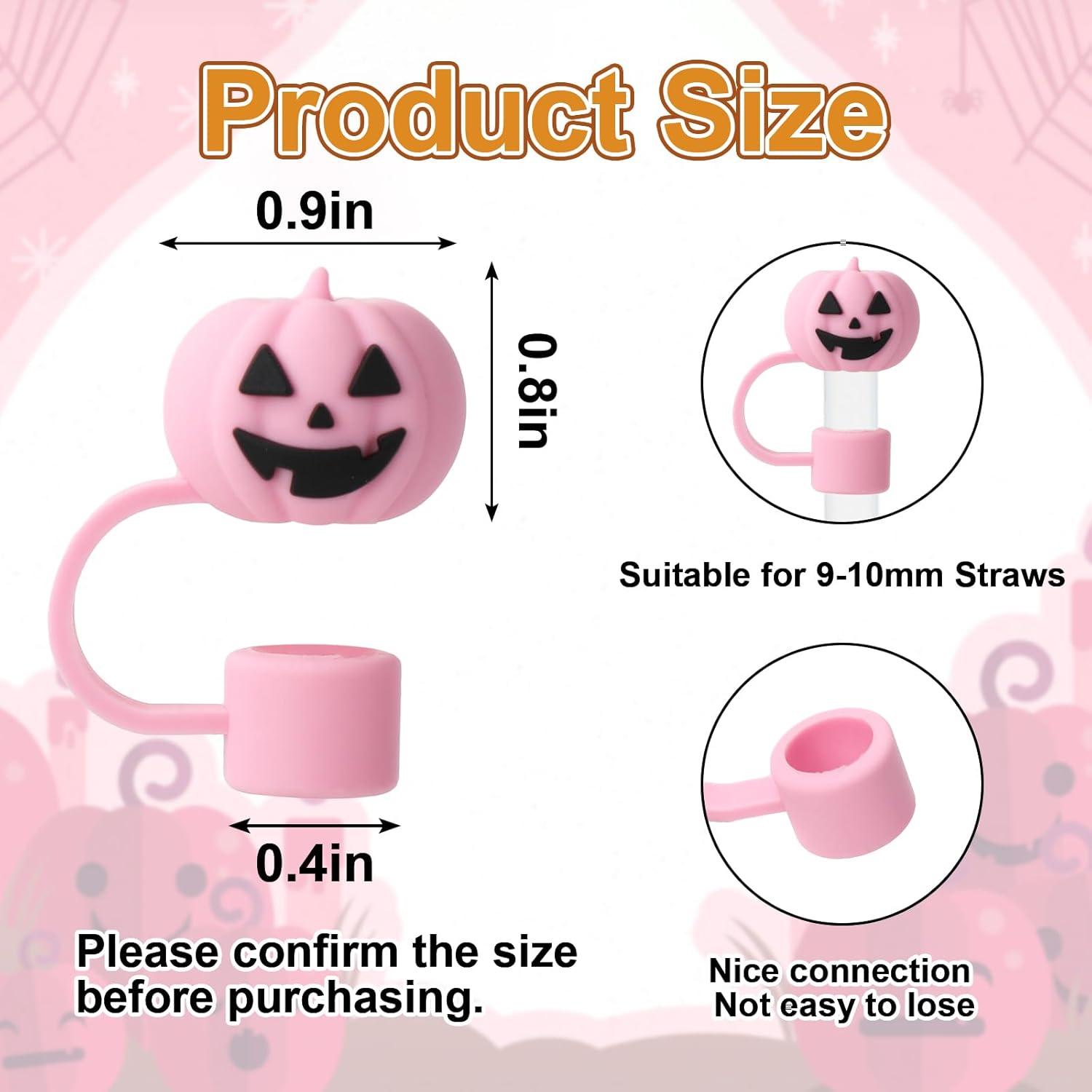 imageWhaline 5Pcs Halloween Straw Covers Cap Grimace Pumpkin Silicone Reusable Straw Topper Pink 10mm04In Straws Lids Protectors for 3040 OZ Tumbler Cups AccessoriesGrimace Pumpkin