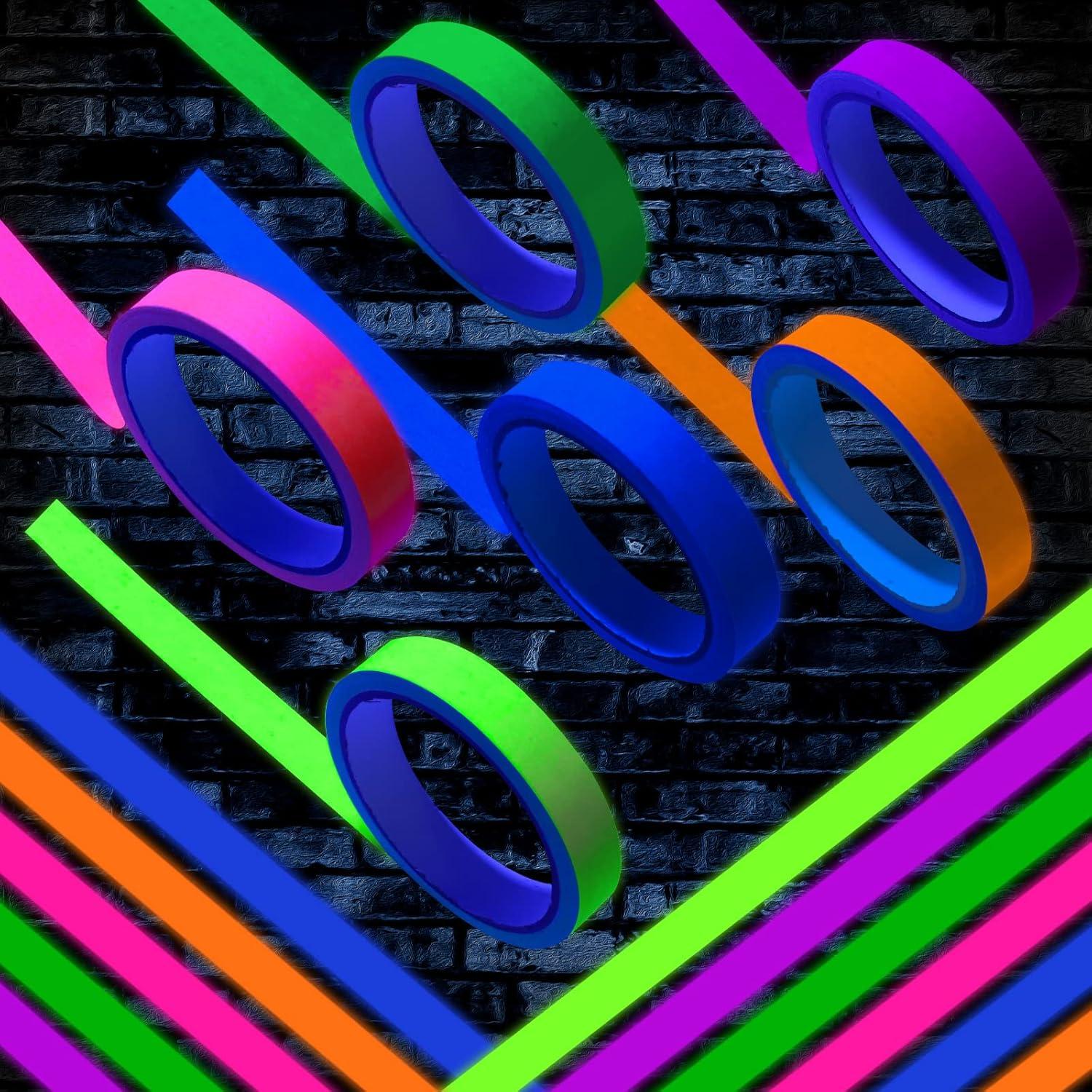 imageWhaline 6 Colors Neon Gaffer Cloth Tape Fluorescent Rainbow Color UV Blacklight Tape for UV Party 06 inch x 35 feet06 inch x 35 feet
