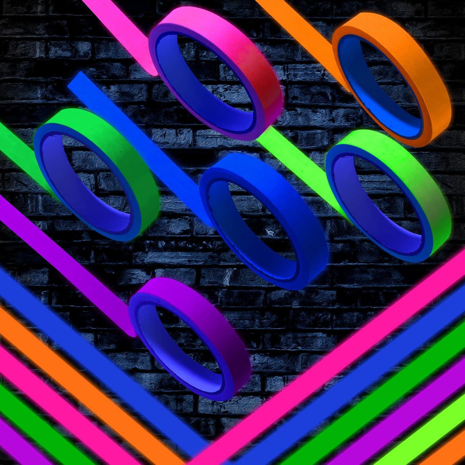 imageWhaline 6 Colors Neon Gaffer Cloth Tape Fluorescent Rainbow Color UV Blacklight Tape for UV Party 06 inch x 35 feet06 inch x 60 feet