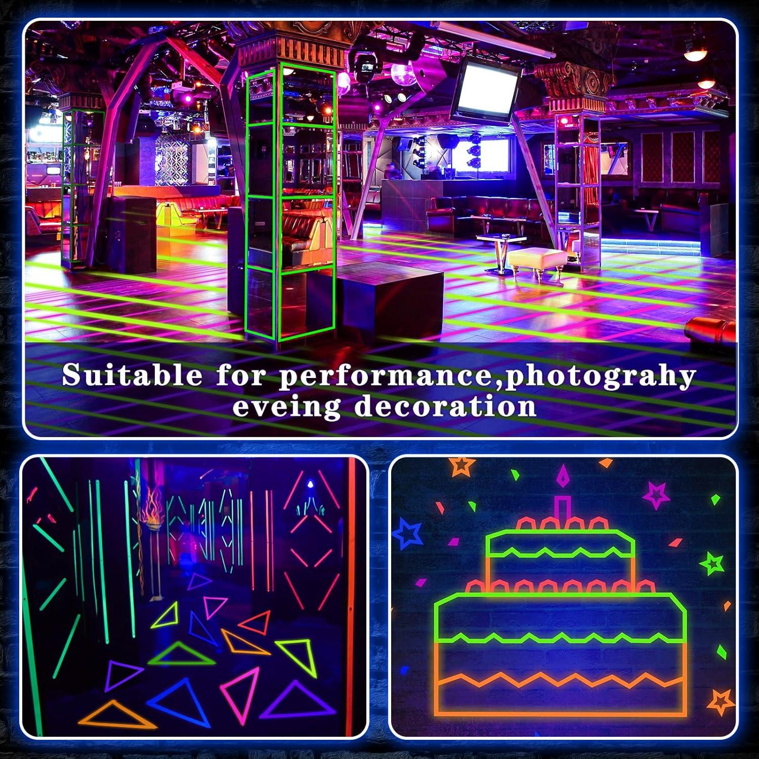 imageWhaline 6 Colors Neon Gaffer Cloth Tape Fluorescent Rainbow Color UV Blacklight Tape for UV Party 06 inch x 35 feet1 inch x 35 feet