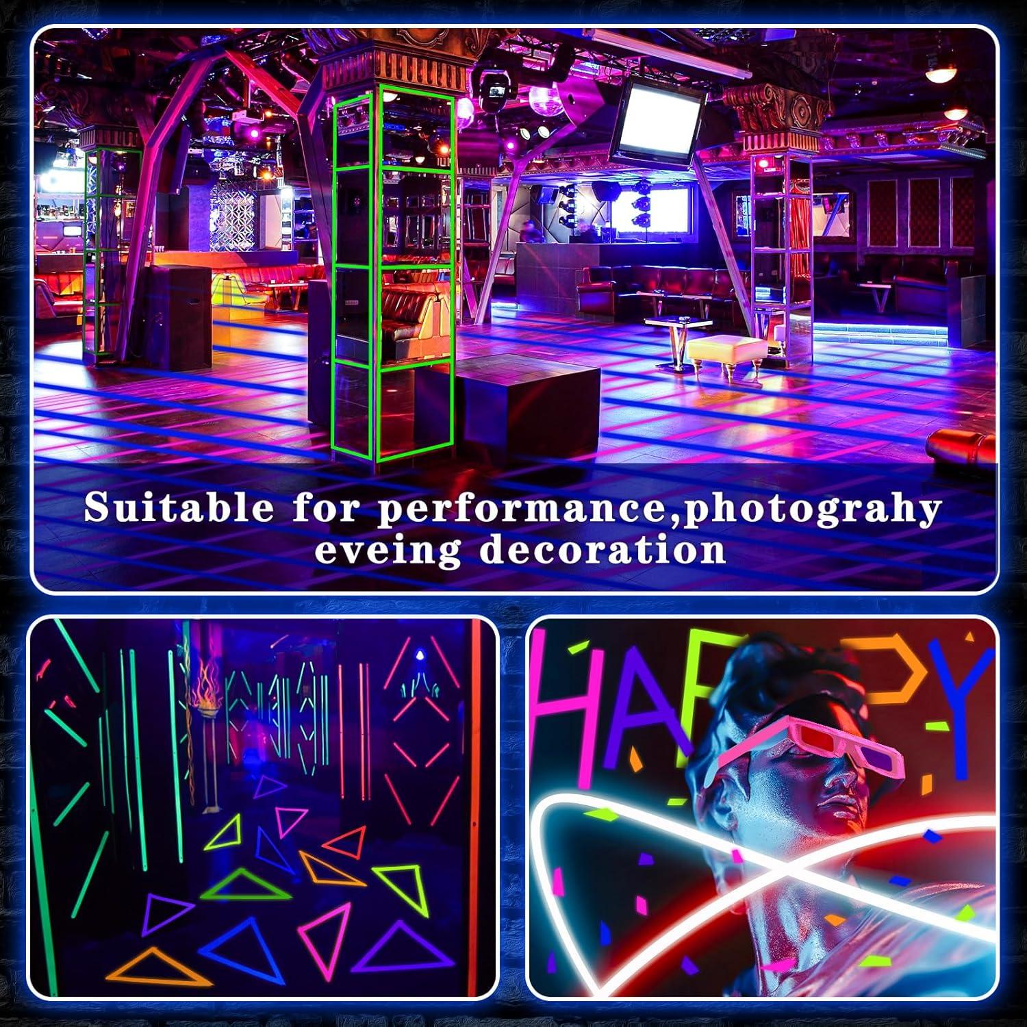 imageWhaline 6 Colors Neon Gaffer Cloth Tape Fluorescent Rainbow Color UV Blacklight Tape for UV Party 06 inch x 35 feet2 Inch x 165 feet