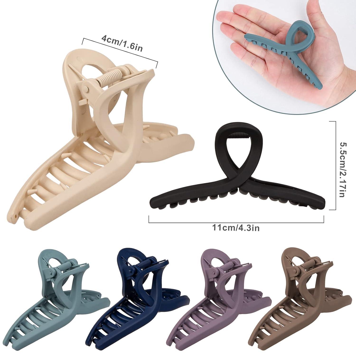 imageWhaline 6 Morandi Color 43 Inch Nonslip Jaw Strong Hold Matte Butterfly Clamp Hair Styling Accessories for Women Girls Thin Thick Fine Hair