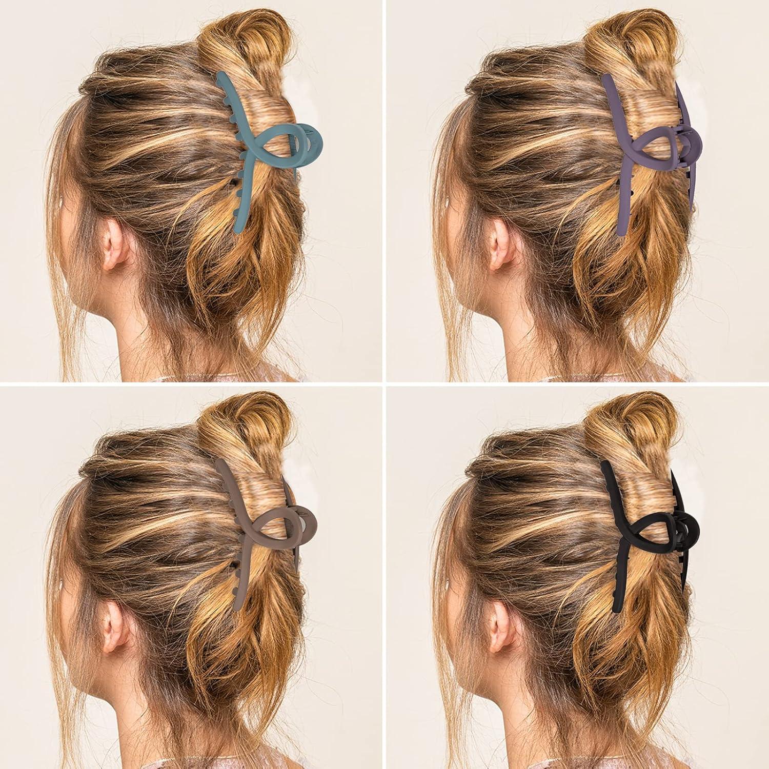 imageWhaline 6 Morandi Color 43 Inch Nonslip Jaw Strong Hold Matte Butterfly Clamp Hair Styling Accessories for Women Girls Thin Thick Fine Hair