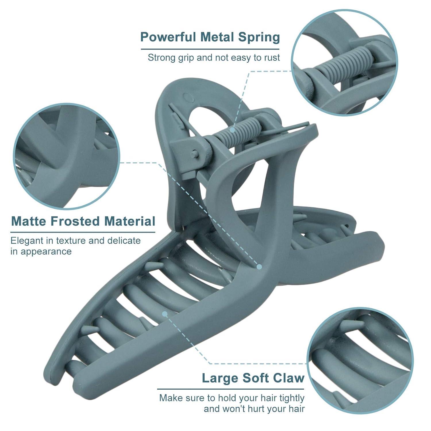 imageWhaline 6 Morandi Color 43 Inch Nonslip Jaw Strong Hold Matte Butterfly Clamp Hair Styling Accessories for Women Girls Thin Thick Fine Hair