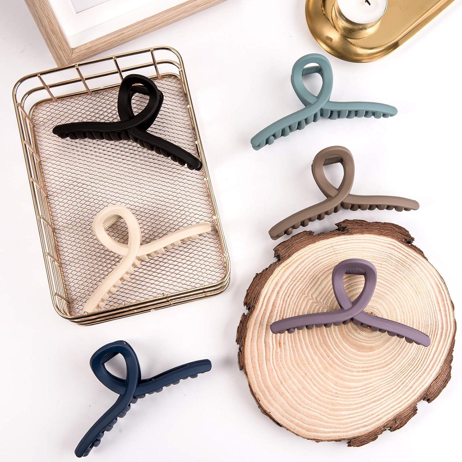 imageWhaline 6 Morandi Color 43 Inch Nonslip Jaw Strong Hold Matte Butterfly Clamp Hair Styling Accessories for Women Girls Thin Thick Fine Hair