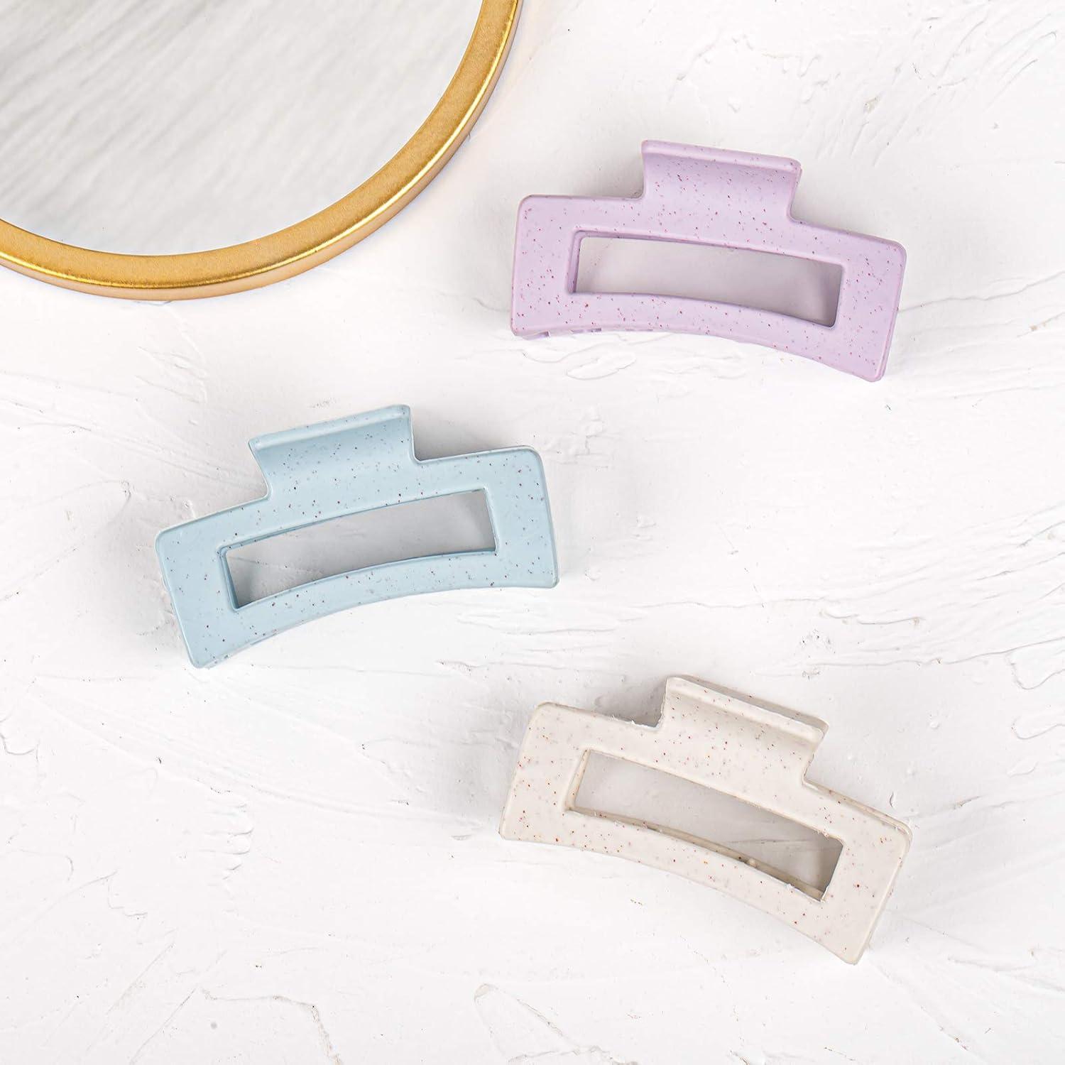 imageWhaline 6 Pack Macaroon Color Hair Claw Clips Strong Hold Rectangle Hair Claw EcoFriendly Hair Jaw Clamp NonSlip Matte Jumbo Hair Styling Accessories for Women Girls Thin Thick Hair