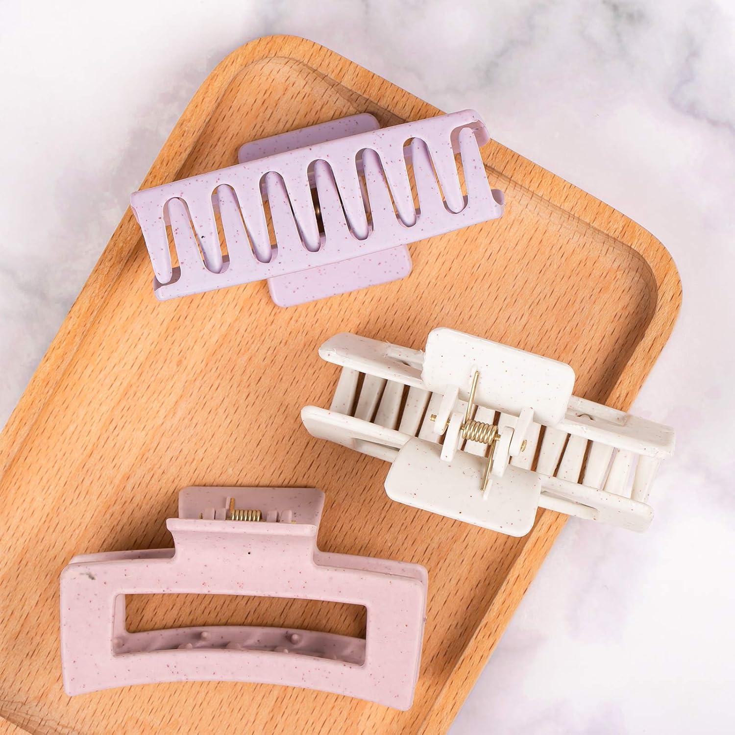 imageWhaline 6 Pack Macaroon Color Hair Claw Clips Strong Hold Rectangle Hair Claw EcoFriendly Hair Jaw Clamp NonSlip Matte Jumbo Hair Styling Accessories for Women Girls Thin Thick Hair