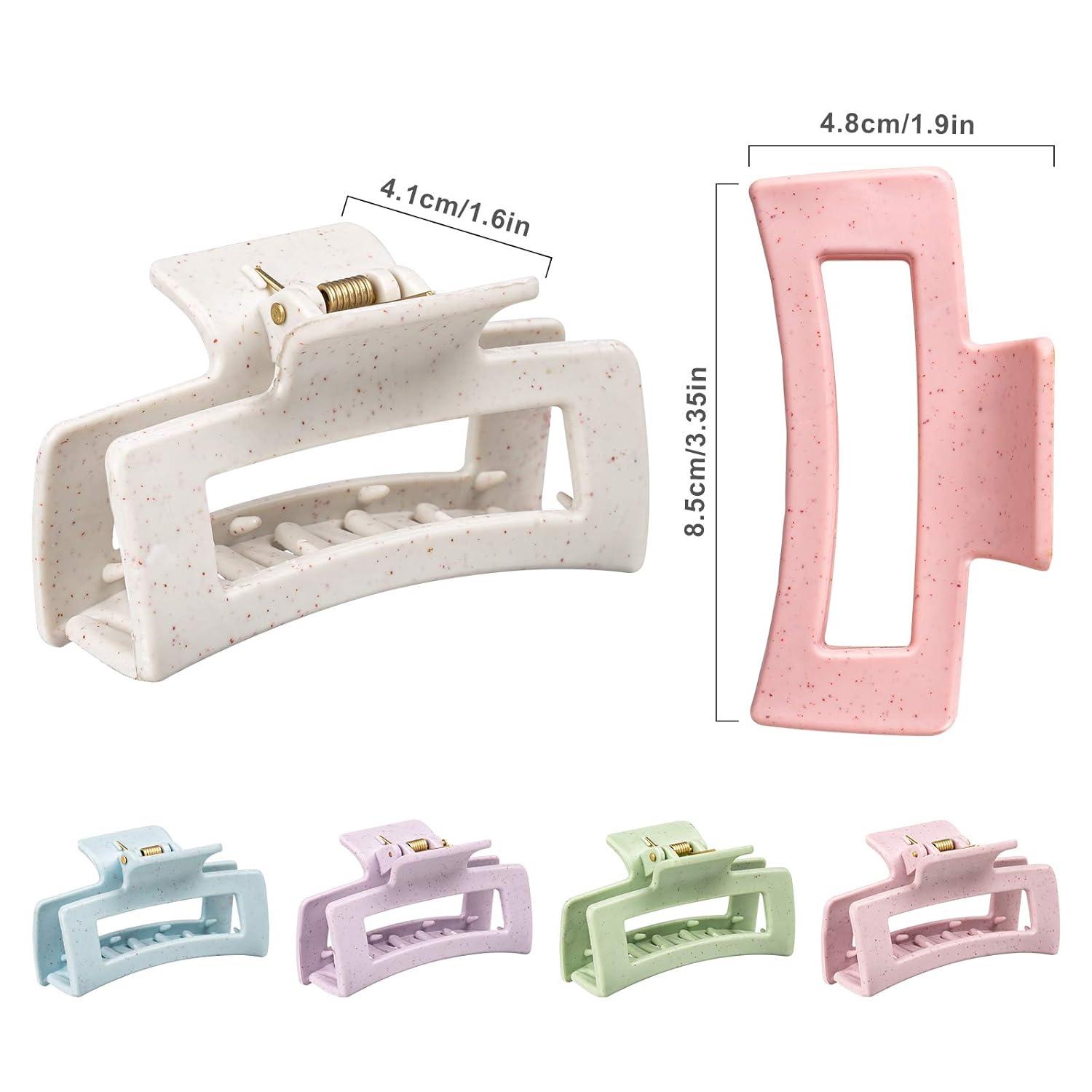 imageWhaline 6 Pack Macaroon Color Hair Claw Clips Strong Hold Rectangle Hair Claw EcoFriendly Hair Jaw Clamp NonSlip Matte Jumbo Hair Styling Accessories for Women Girls Thin Thick Hair