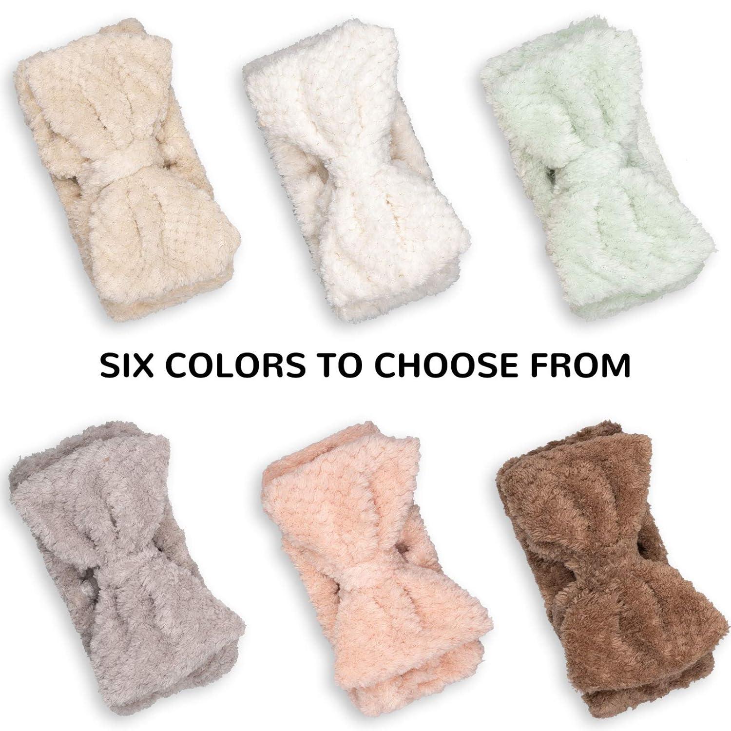imageWhaline 6 Pack Spa Headband Pelerine Design Bowknot Elastic Yoga Makeup Headbands Soft Fluffy Bowtie Hair Band Head Wrap for Washing Face Shower Sports Beauty Skincare Women Girls6 Count Pack of 1