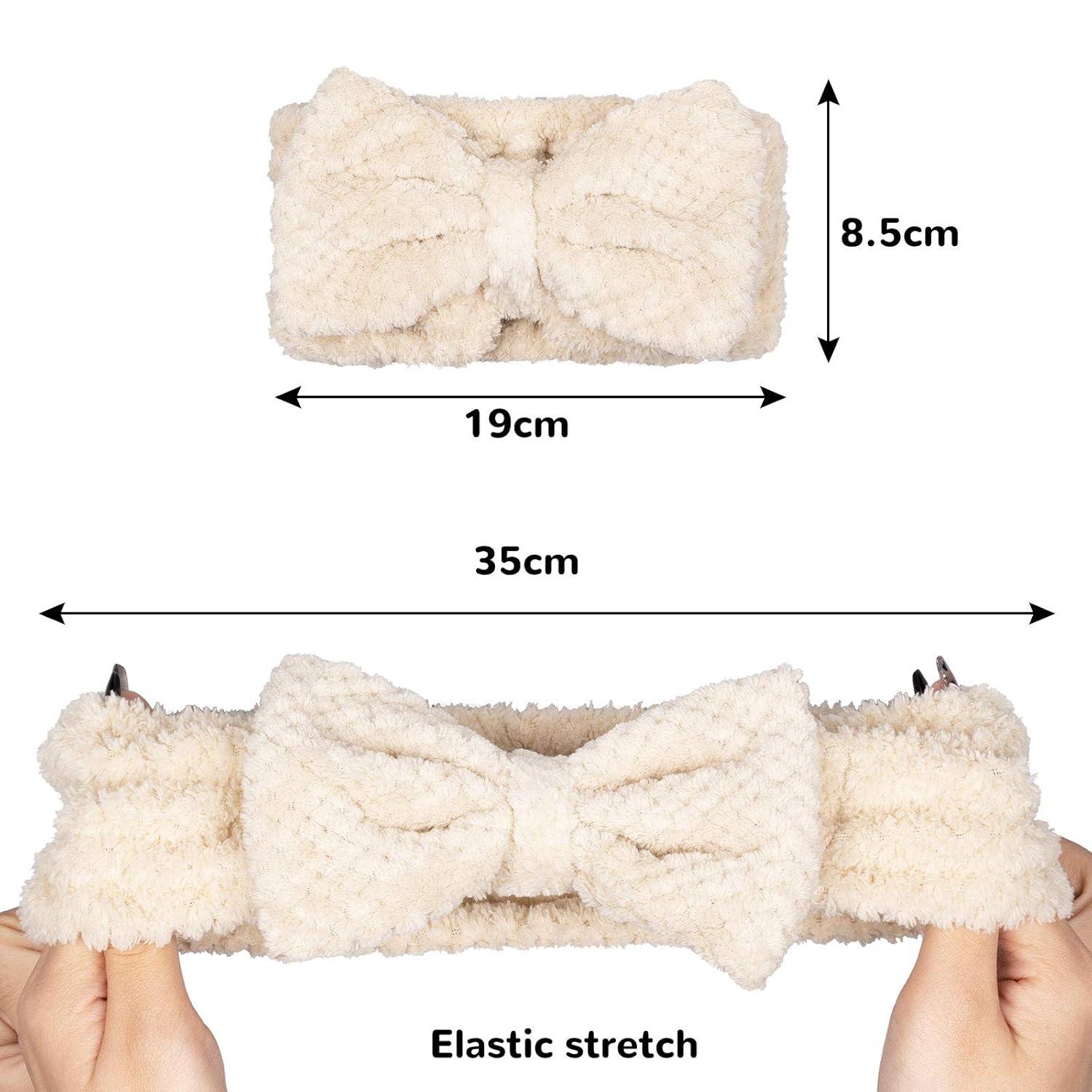 imageWhaline 6 Pack Spa Headband Pelerine Design Bowknot Elastic Yoga Makeup Headbands Soft Fluffy Bowtie Hair Band Head Wrap for Washing Face Shower Sports Beauty Skincare Women Girls6 Count Pack of 1