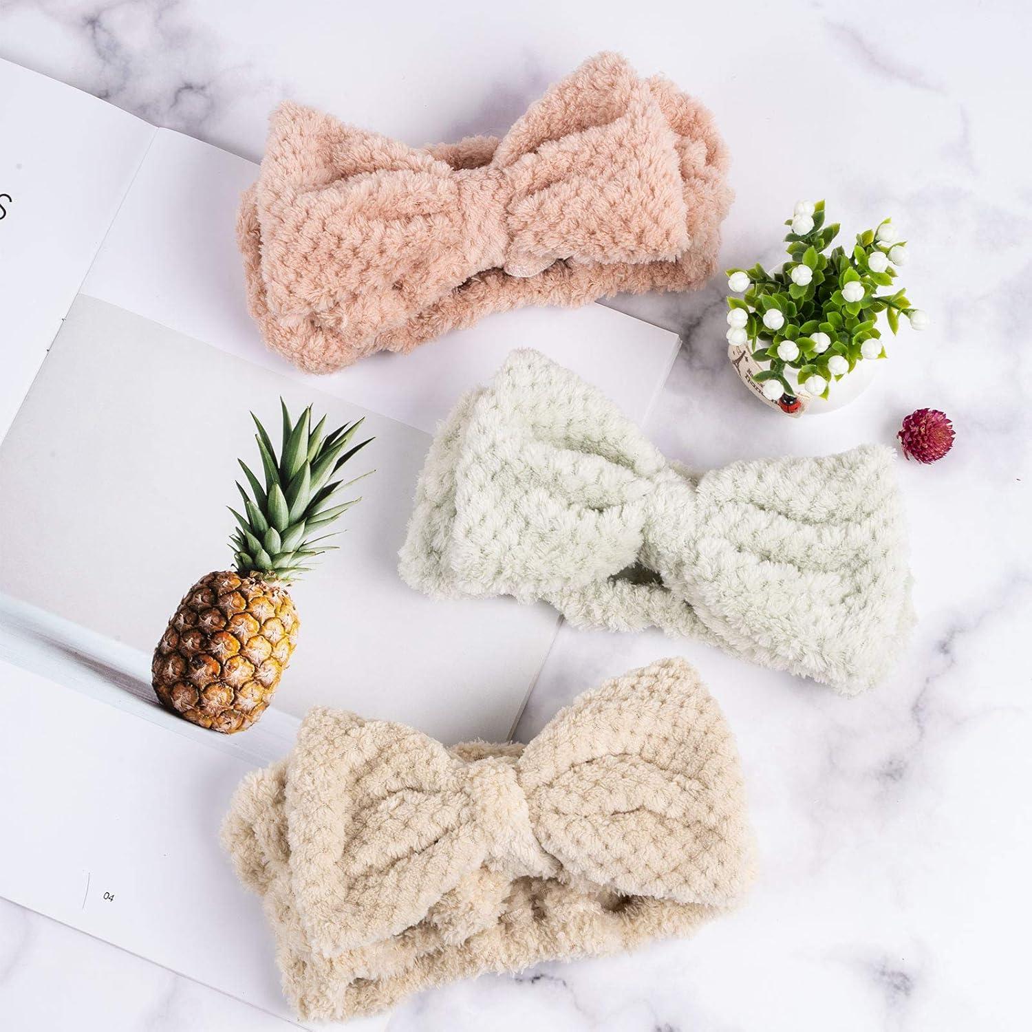 imageWhaline 6 Pack Spa Headband Pelerine Design Bowknot Elastic Yoga Makeup Headbands Soft Fluffy Bowtie Hair Band Head Wrap for Washing Face Shower Sports Beauty Skincare Women Girls6 Count Pack of 1