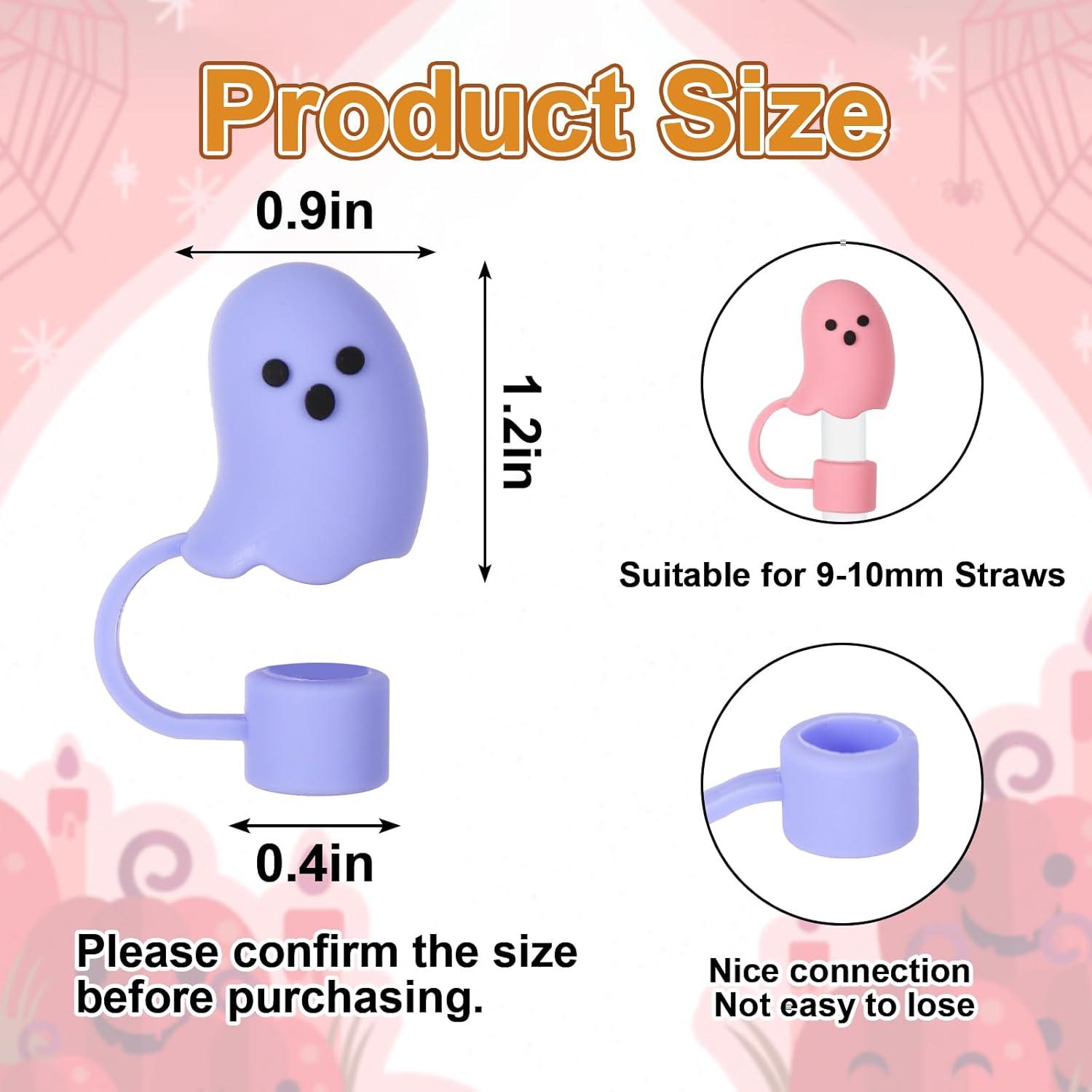 imageWhaline 6 Pcs Halloween Straw Cover Cap Boo Ghost Silicone Reusable Straw Topper 6 Colors 10 mm 04 In Straws Lid Protector for 3040 oz Tumbler Cups Accessoriescolor 1