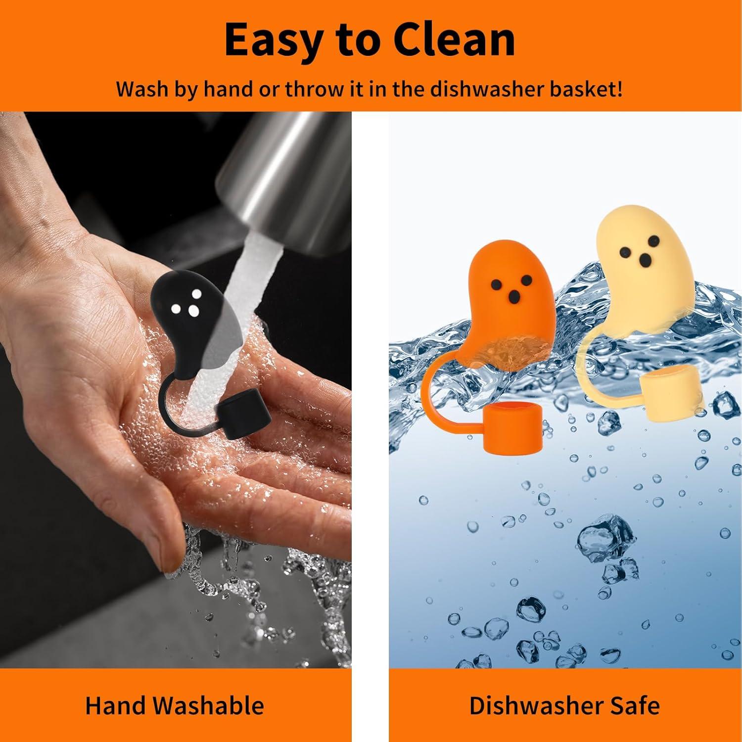 imageWhaline 6 Pcs Halloween Straw Cover Cap Boo Ghost Silicone Reusable Straw Topper 6 Colors 10 mm 04 In Straws Lid Protector for 3040 oz Tumbler Cups Accessoriescolor 2