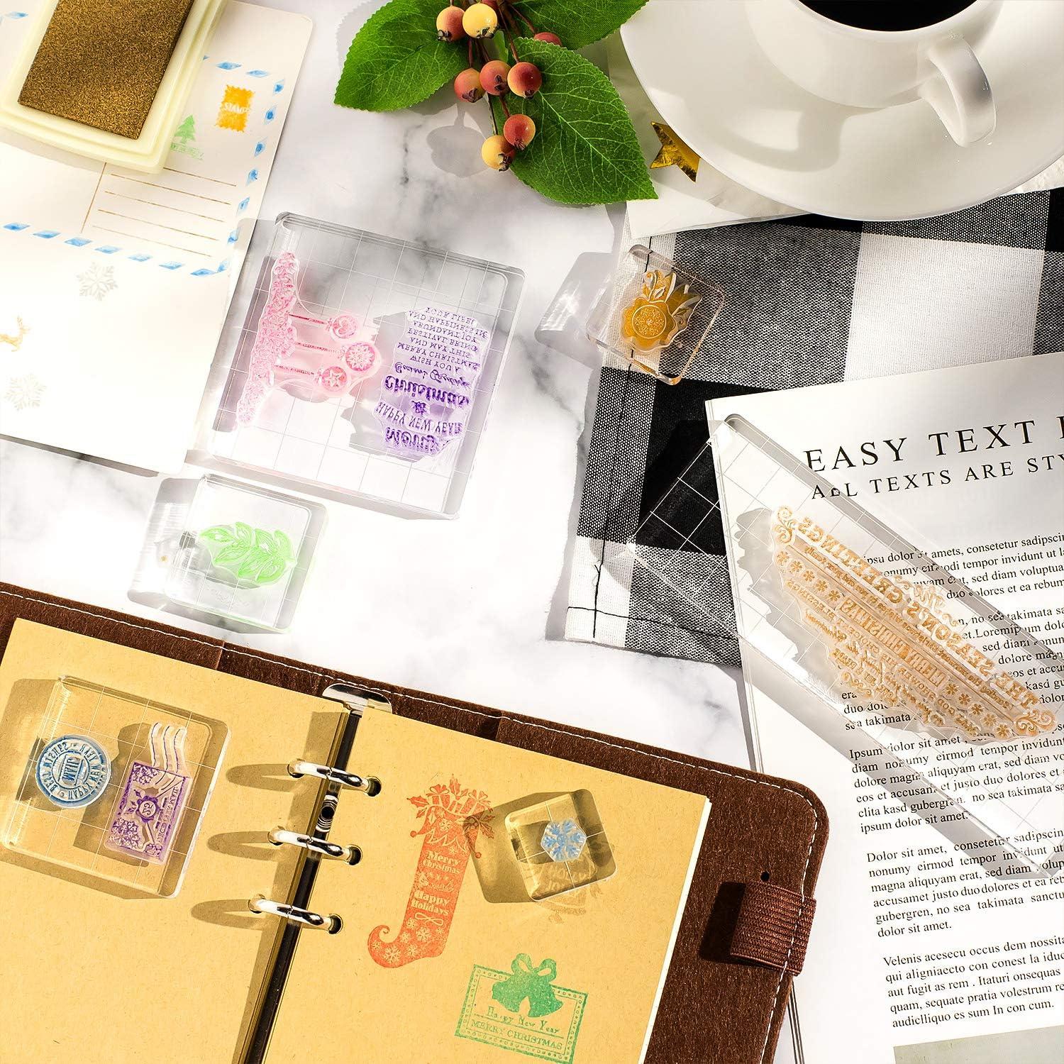 imageWhaline 6 Pieces Acrylic Stamp Block Clear Stamping Tools Set with Grid Lines for Scrapbooking Crafts Card Making Assorted Sizes