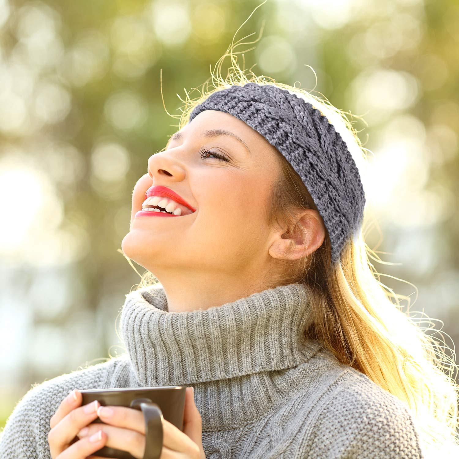 imageWhaline 6 Pieces Twist Knitted Headbands Winter Ear Warmers Crocheted Turban Head Wraps Elastic Hair Band Accessories Hair Scrunchies Scarves for Women Girls AutumnampampWinter ColorsAutumnWinter Colors