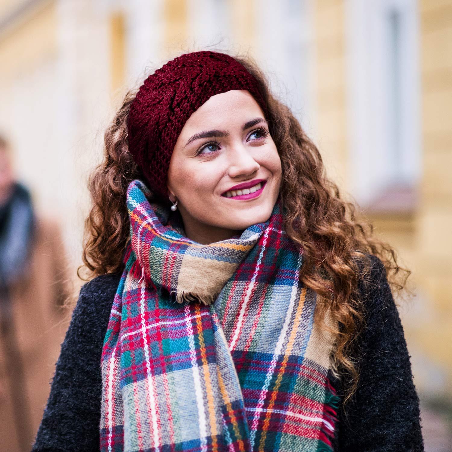 imageWhaline 6 Pieces Twist Knitted Headbands Winter Ear Warmers Crocheted Turban Head Wraps Elastic Hair Band Accessories Hair Scrunchies Scarves for Women Girls AutumnampampWinter ColorsAutumnWinter Colors