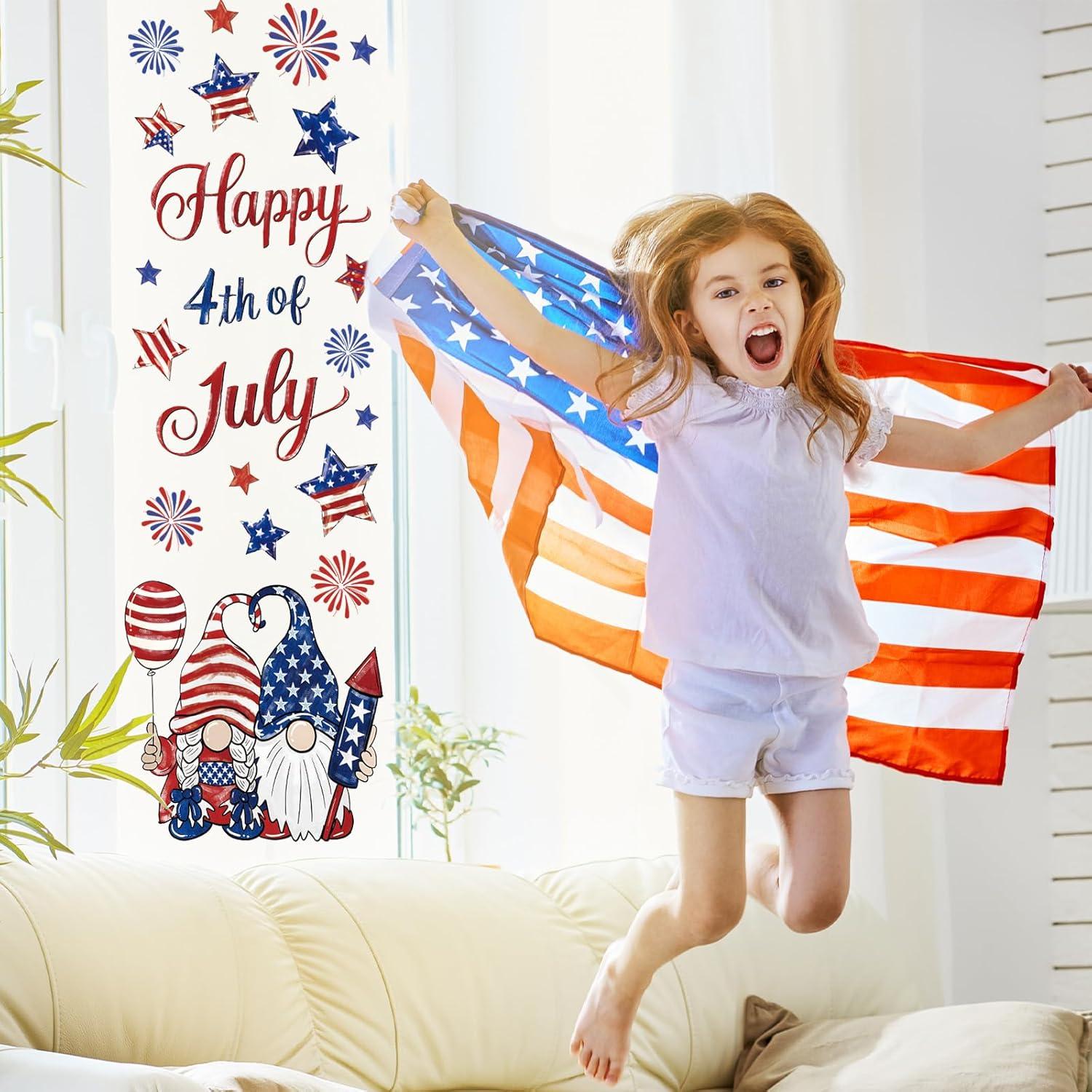 imageWhaline 6 Sheet Halloween Window Clings Black Orange Evil Scarecrow Pumpkin Truck Reusable Window Decals for Home Office School Glass Decor4th of July