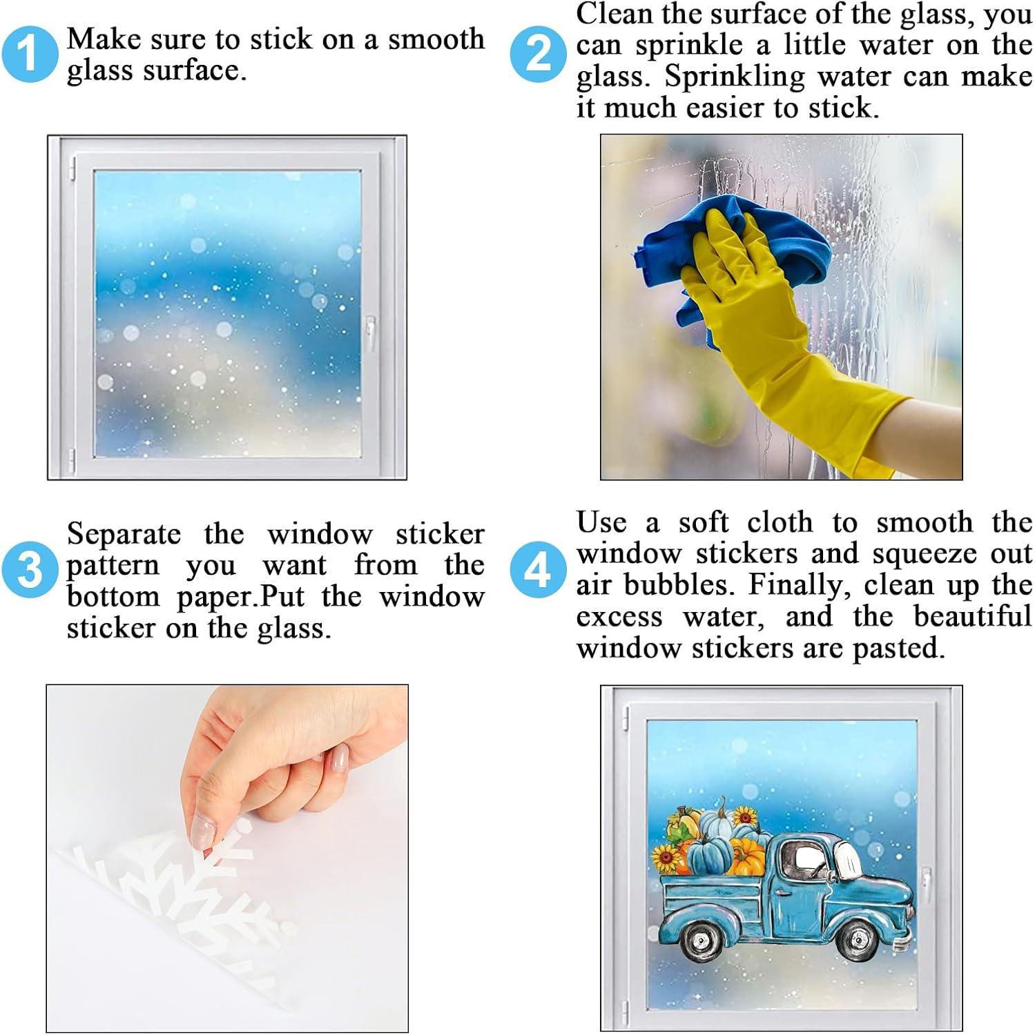 imageWhaline 6 Sheet Halloween Window Clings Black Orange Evil Scarecrow Pumpkin Truck Reusable Window Decals for Home Office School Glass DecorBlueOrange Scarecrow