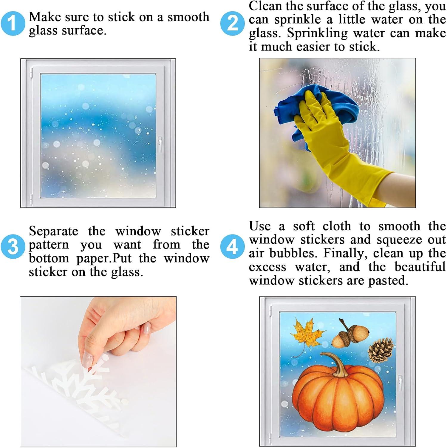 imageWhaline 6 Sheet Halloween Window Clings Black Orange Evil Scarecrow Pumpkin Truck Reusable Window Decals for Home Office School Glass DecorFootball and Fall Yall