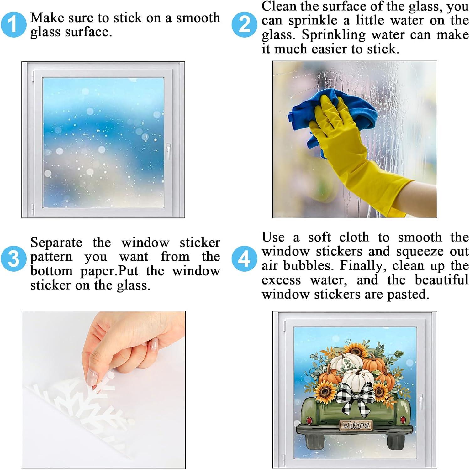 imageWhaline 6 Sheet Halloween Window Clings Black Orange Evil Scarecrow Pumpkin Truck Reusable Window Decals for Home Office School Glass DecorGreenOrange Scarecrow