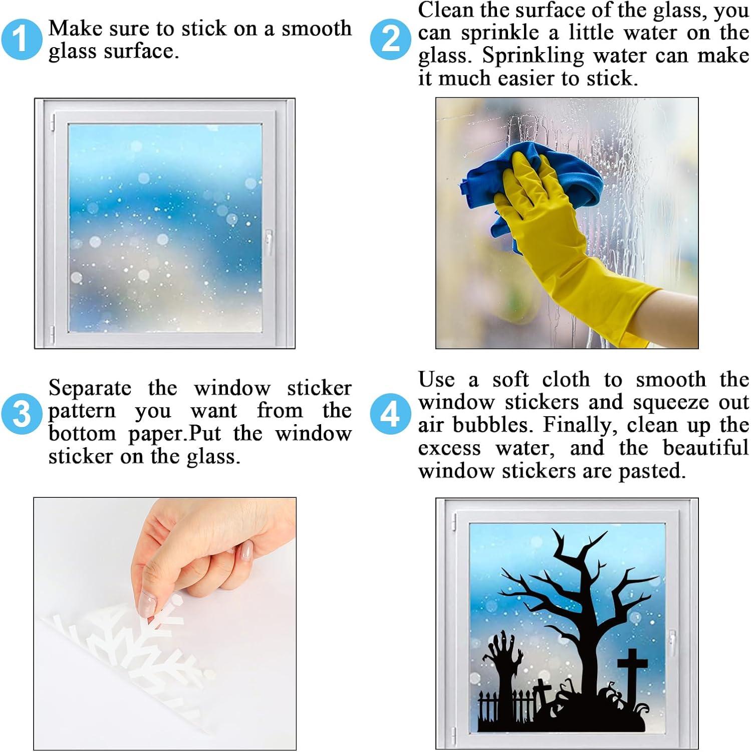 imageWhaline 6 Sheet Halloween Window Clings Black Orange Evil Scarecrow Pumpkin Truck Reusable Window Decals for Home Office School Glass DecorHalloween Silhoutte