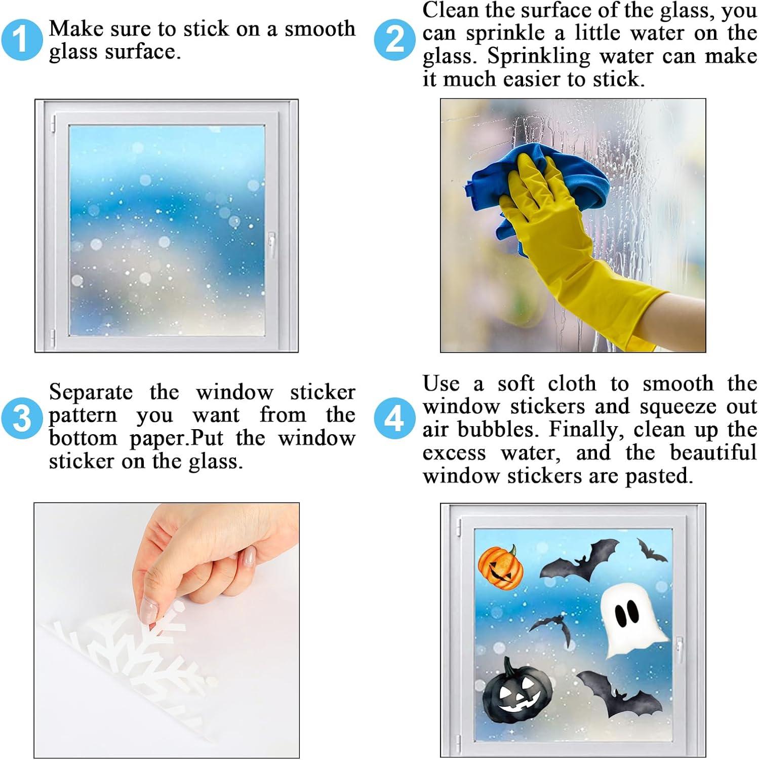 imageWhaline 6 Sheet Halloween Window Clings Black Orange Evil Scarecrow Pumpkin Truck Reusable Window Decals for Home Office School Glass DecorHey Boo