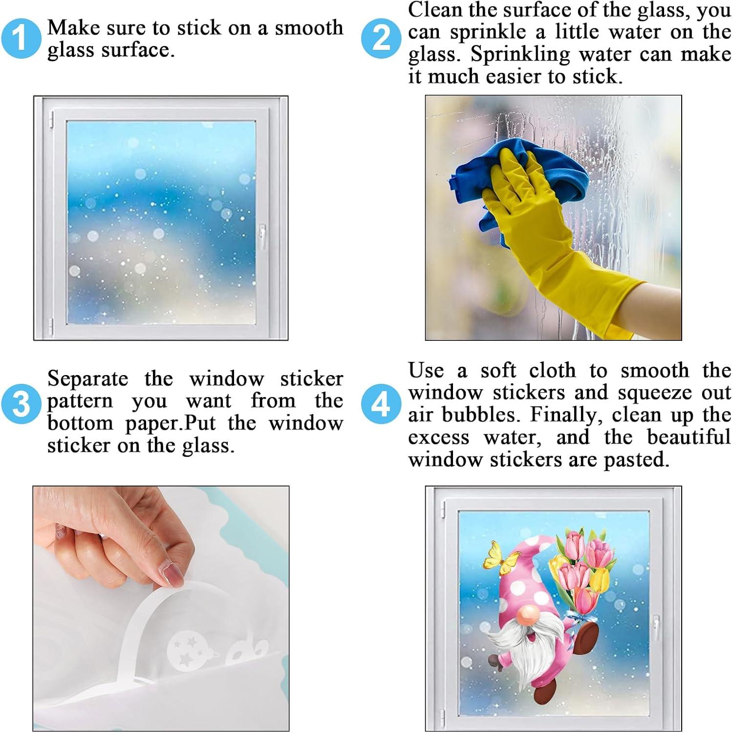 imageWhaline 6 Sheet Halloween Window Clings Black Orange Evil Scarecrow Pumpkin Truck Reusable Window Decals for Home Office School Glass DecorSpring