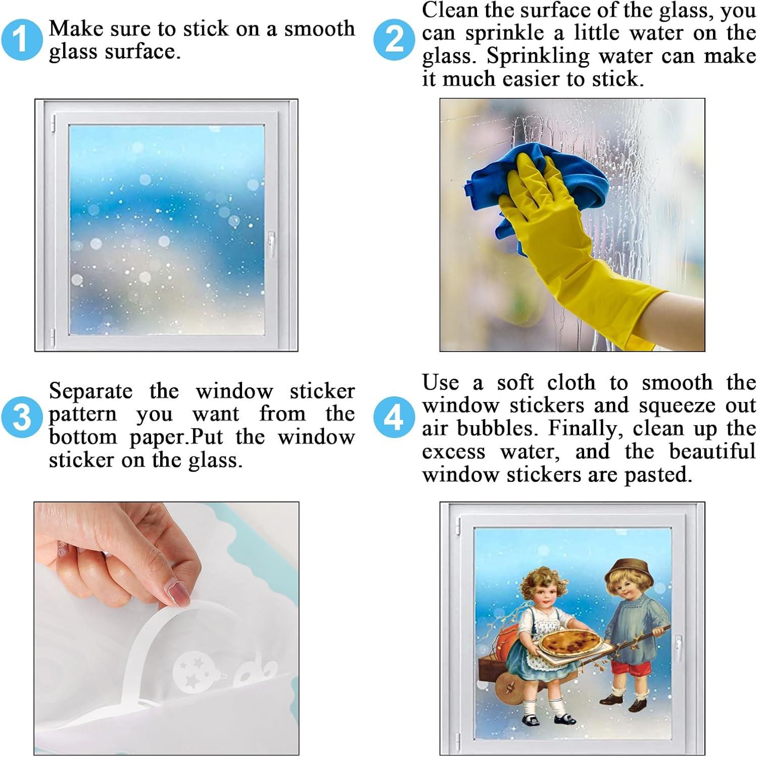 imageWhaline 6 Sheet Halloween Window Clings Black Orange Evil Scarecrow Pumpkin Truck Reusable Window Decals for Home Office School Glass DecorThanksgiving