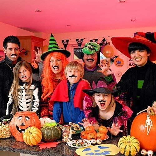 imageWhaline 60Pcs Fake Mustache Self Adhesive Mustaches Beard Realistic Stick for Halloween Costume Masquerade PerformanceBlack