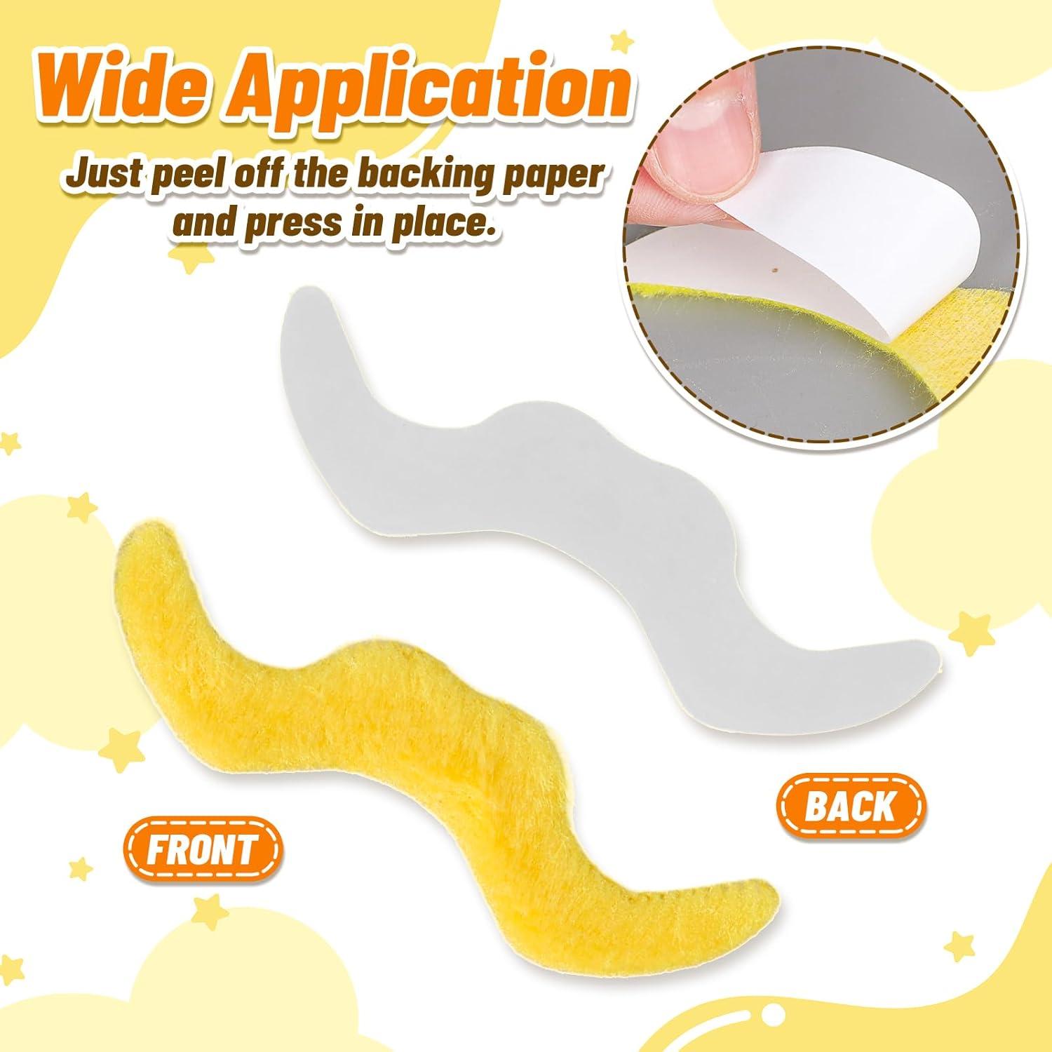 imageWhaline 60Pcs Fake Mustache Self Adhesive Mustaches Beard Realistic Stick for Halloween Costume Masquerade PerformanceYellow