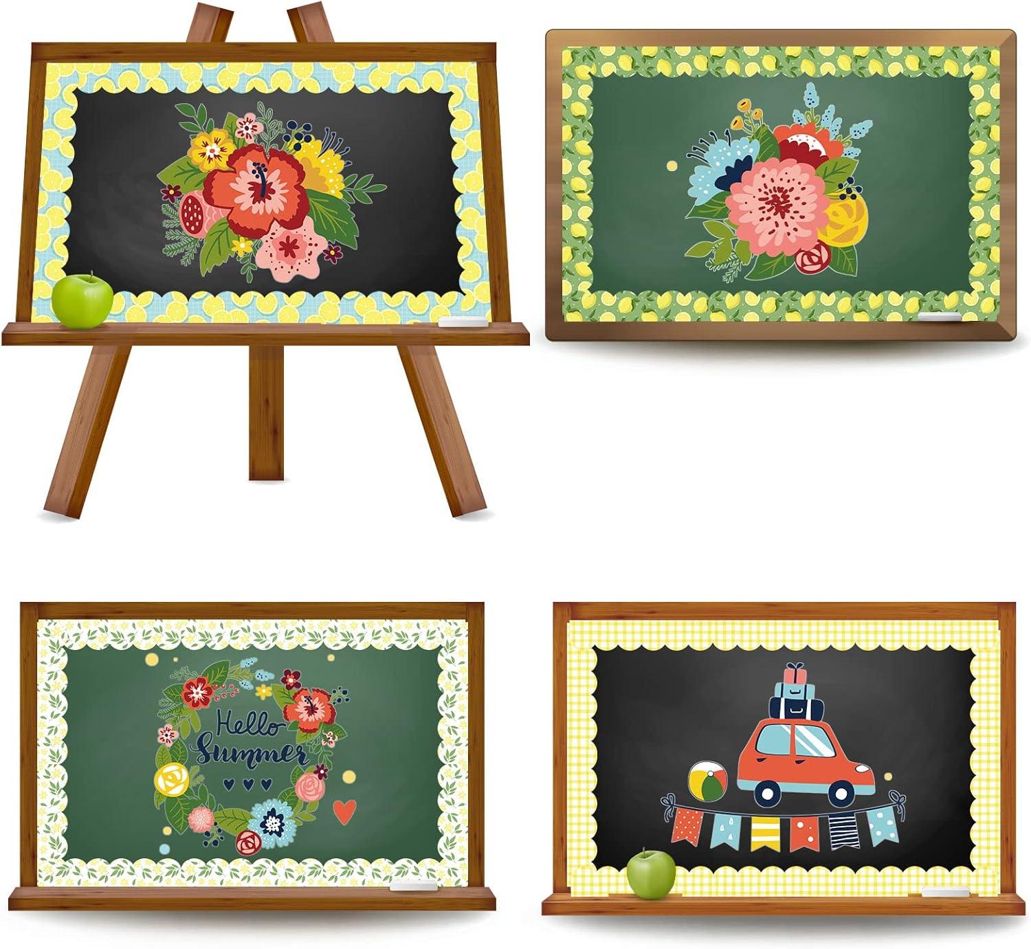 imageWhaline 69 Feet Summer Lemon Bulletin Board Borders Lemon Decorative Trim Border in 5 Designs SelfAdhesive Lemon Trim Blackboard Border Classroom Back to School Decorations 60Pcs