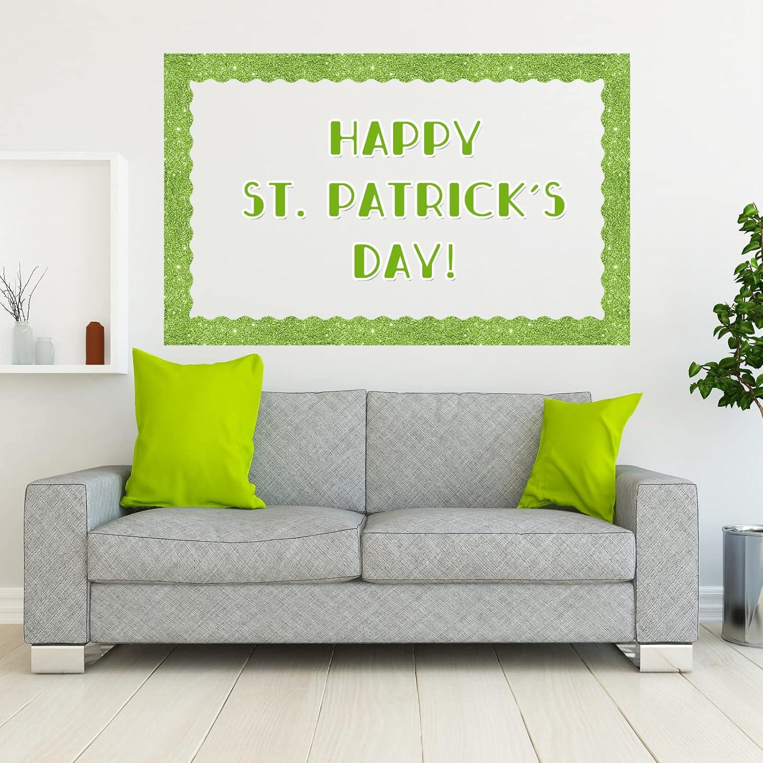 imageWhaline 69Ft Christmas Glitter Bulletin Board Borders 5 Designs Shine Stripe Dot Red Green Gold Merry Christmas Decoration Trim Bulletin Board Stickers for School Classroom Office Party DecorationSt Partricks Day