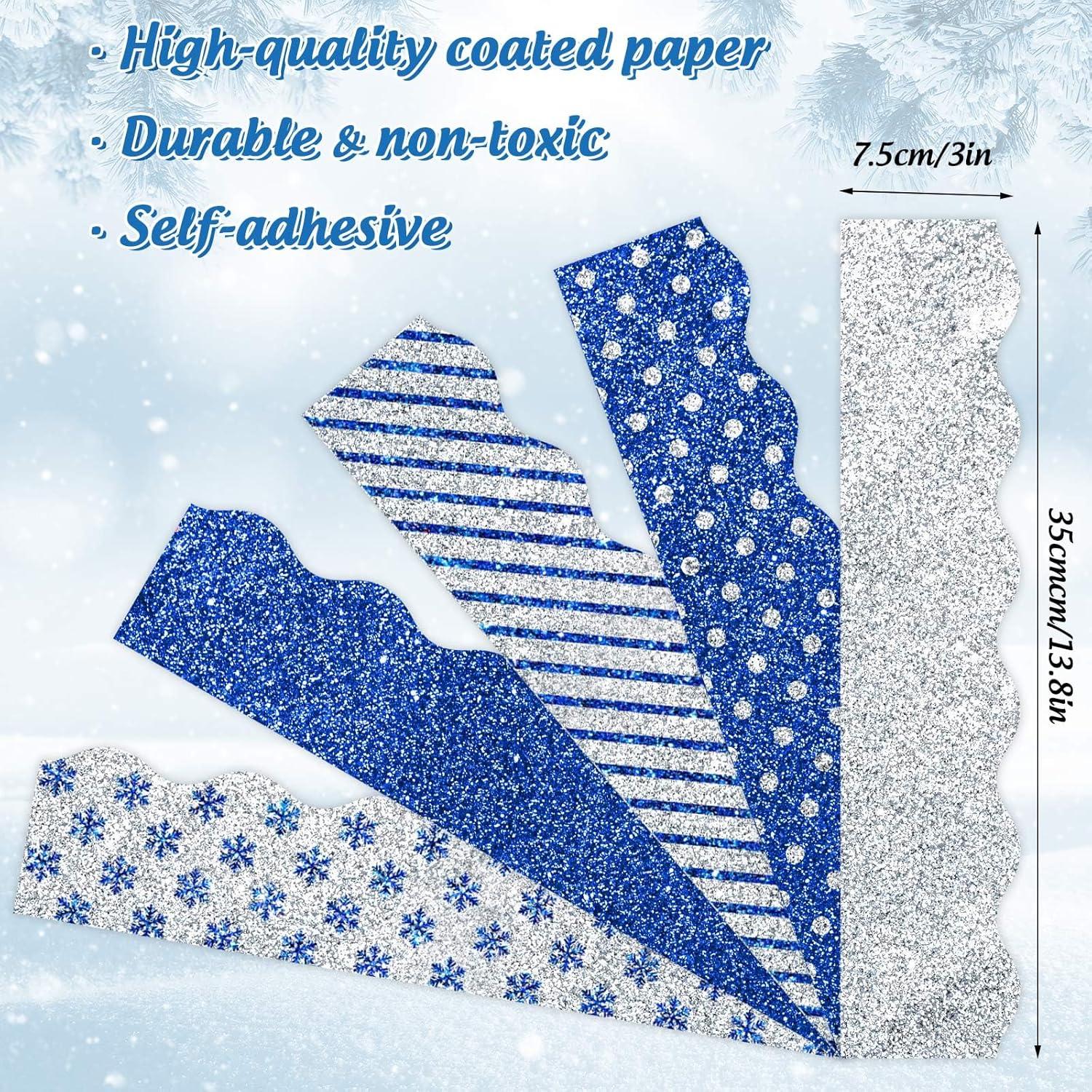 imageWhaline 69Ft Christmas Glitter Bulletin Board Borders 5 Designs Shine Stripe Dot Red Green Gold Merry Christmas Decoration Trim Bulletin Board Stickers for School Classroom Office Party DecorationWinter