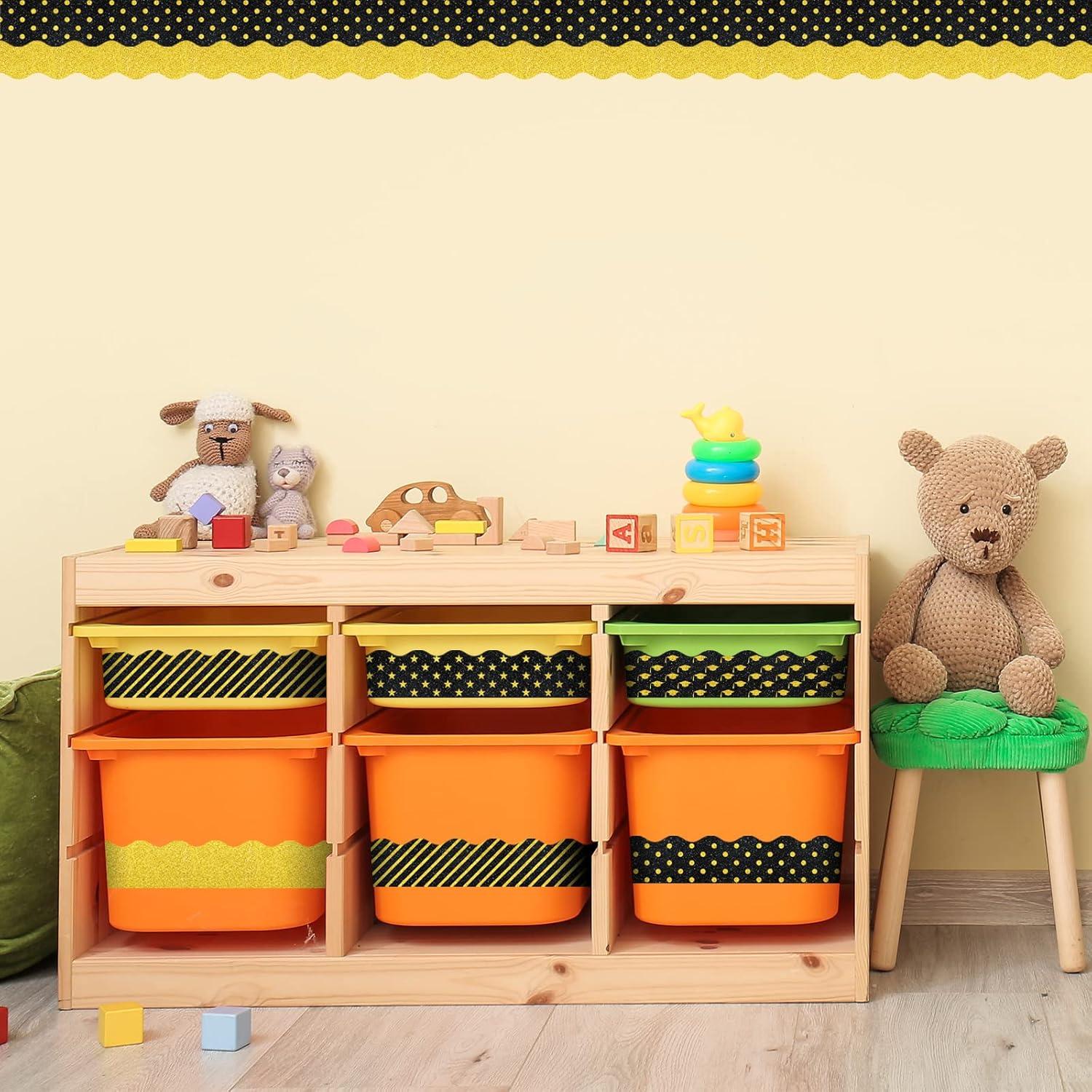 imageWhaline 69Ft Christmas Glitter Bulletin Board Borders 5 Designs Shine Stripe Dot Red Green Gold Merry Christmas Decoration Trim Bulletin Board Stickers for School Classroom Office Party DecorationGraduation Day