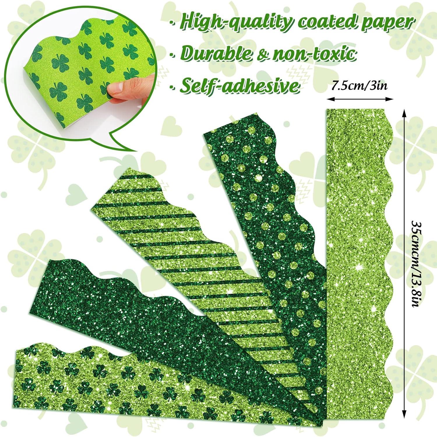 imageWhaline 69Ft Christmas Glitter Bulletin Board Borders 5 Designs Shine Stripe Dot Red Green Gold Merry Christmas Decoration Trim Bulletin Board Stickers for School Classroom Office Party DecorationSt Partricks Day