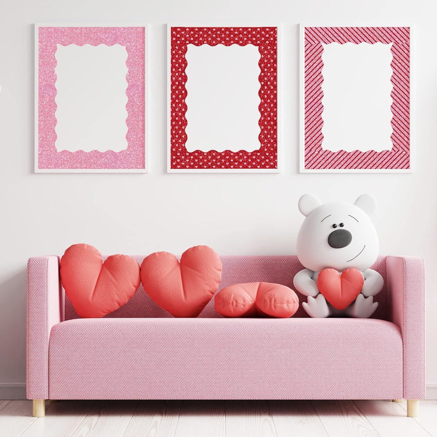 imageWhaline 69Ft Christmas Glitter Bulletin Board Borders 5 Designs Shine Stripe Dot Red Green Gold Merry Christmas Decoration Trim Bulletin Board Stickers for School Classroom Office Party DecorationValentines Day