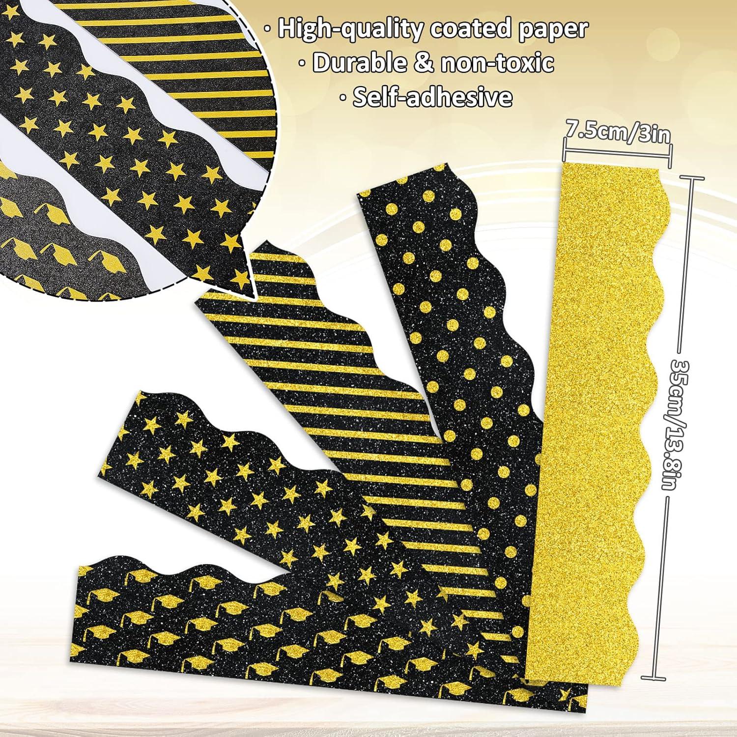 imageWhaline 69Ft Christmas Glitter Bulletin Board Borders 5 Designs Shine Stripe Dot Red Green Gold Merry Christmas Decoration Trim Bulletin Board Stickers for School Classroom Office Party DecorationGraduation Day