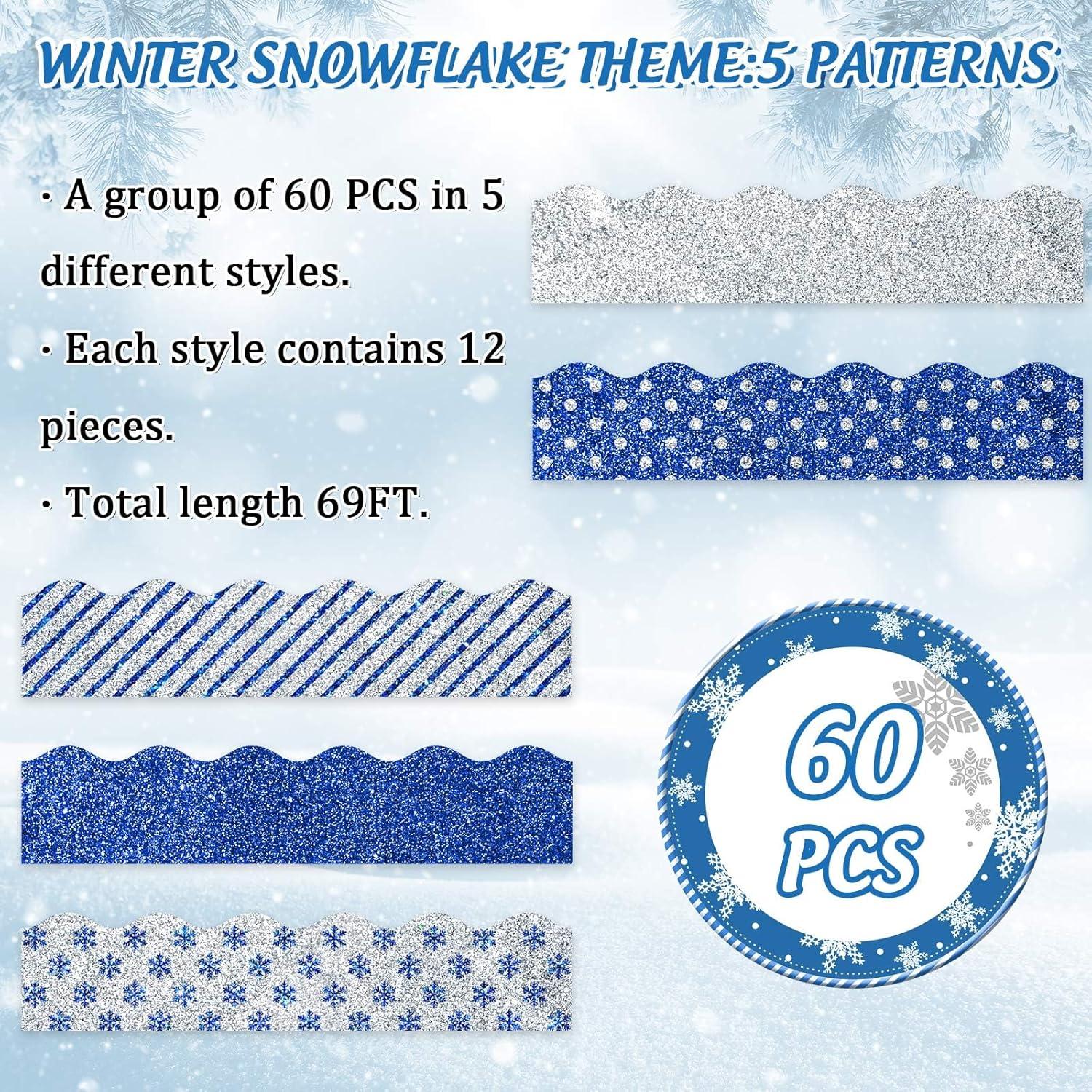 imageWhaline 69Ft Christmas Glitter Bulletin Board Borders 5 Designs Shine Stripe Dot Red Green Gold Merry Christmas Decoration Trim Bulletin Board Stickers for School Classroom Office Party DecorationWinter