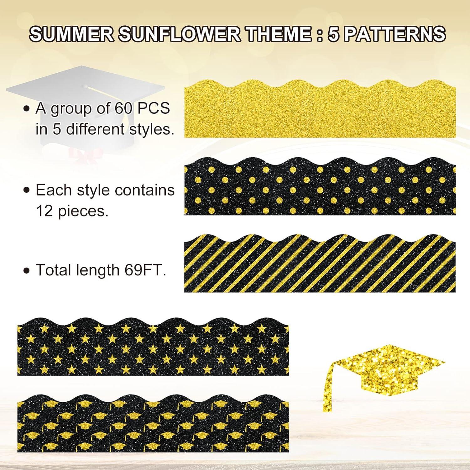 imageWhaline 69Ft Christmas Glitter Bulletin Board Borders 5 Designs Shine Stripe Dot Red Green Gold Merry Christmas Decoration Trim Bulletin Board Stickers for School Classroom Office Party DecorationGraduation Day