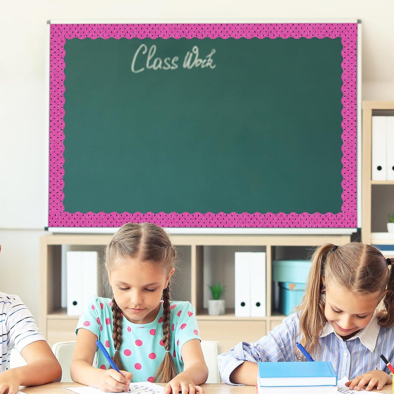 imageWhaline 69Ft Christmas Glitter Bulletin Board Borders 5 Designs Shine Stripe Dot Red Green Gold Merry Christmas Decoration Trim Bulletin Board Stickers for School Classroom Office Party DecorationWatermelon