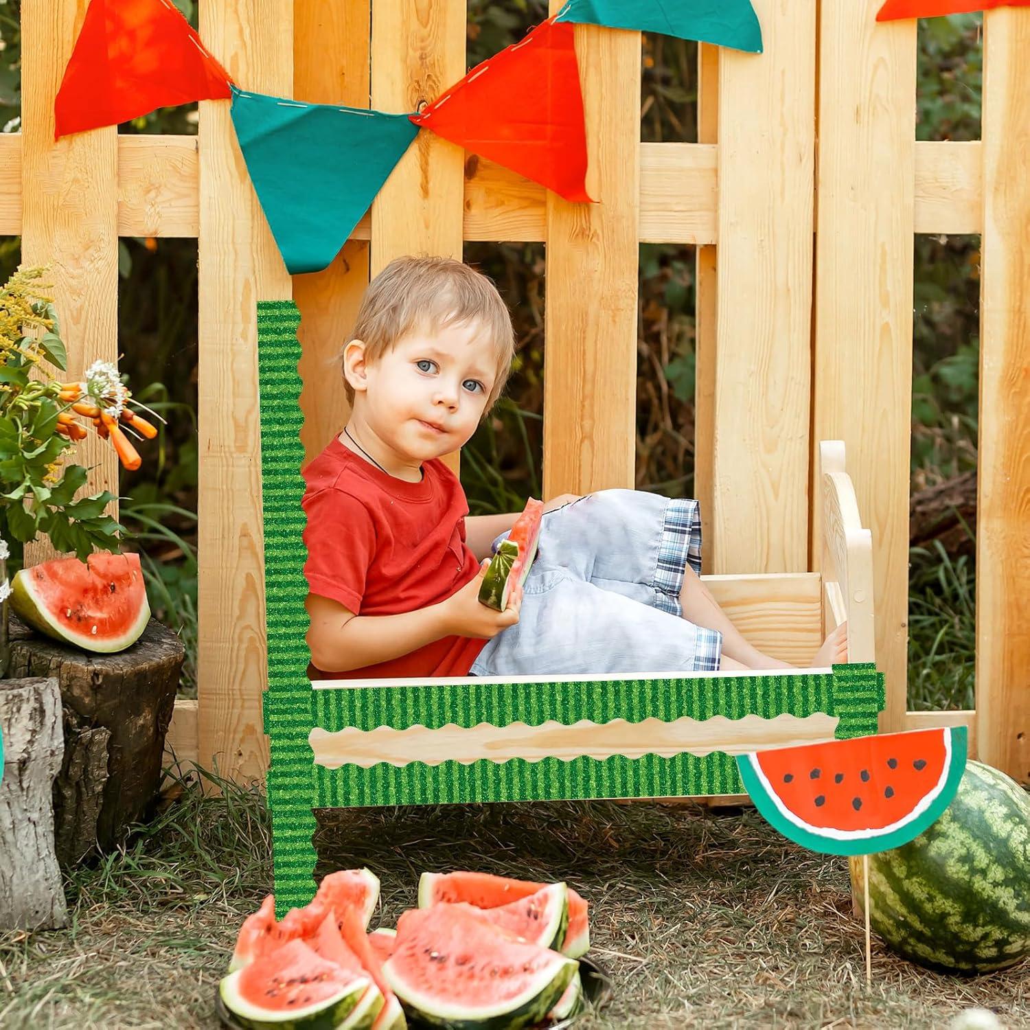 imageWhaline 69Ft Christmas Glitter Bulletin Board Borders 5 Designs Shine Stripe Dot Red Green Gold Merry Christmas Decoration Trim Bulletin Board Stickers for School Classroom Office Party DecorationWatermelon