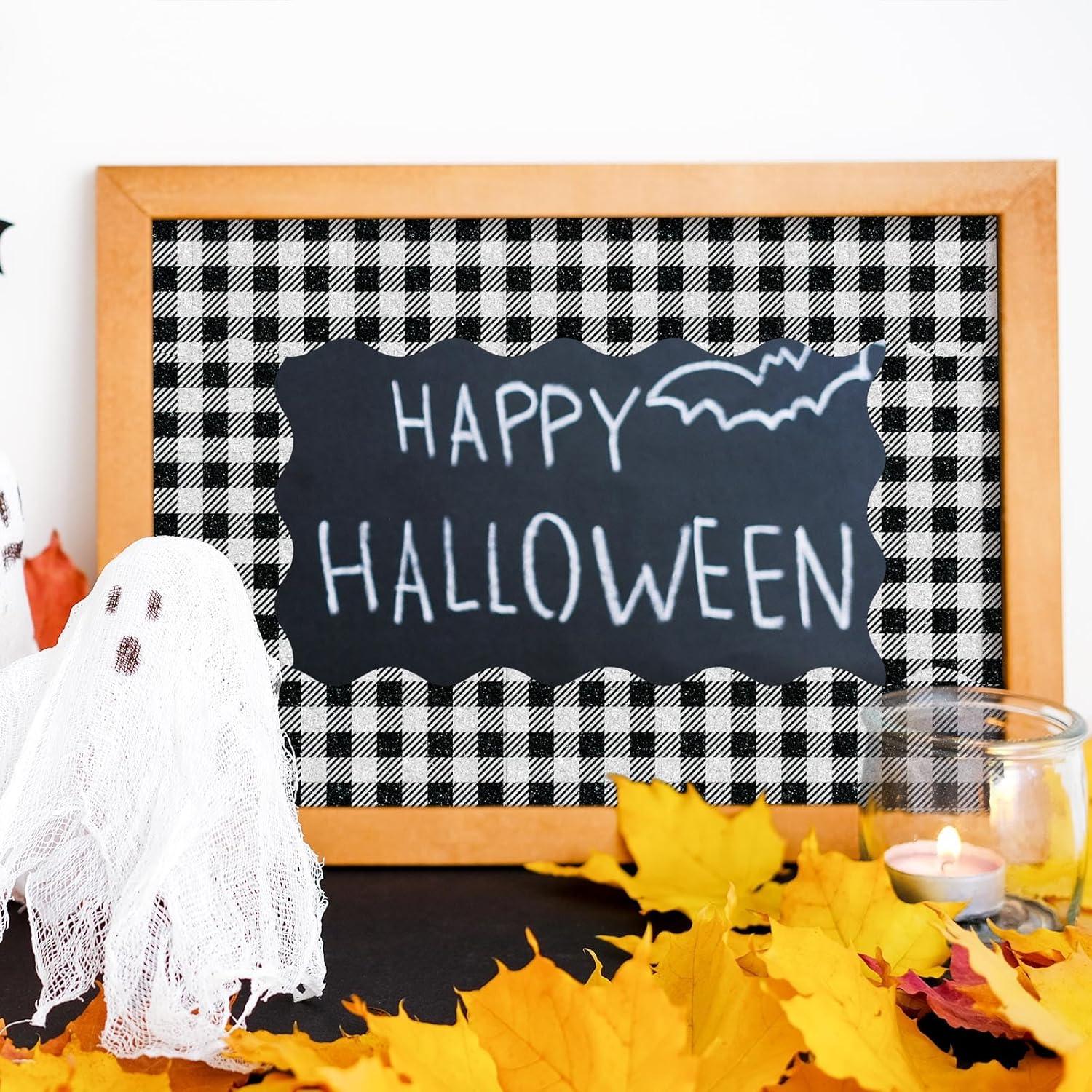 imageWhaline 69Ft Christmas Glitter Bulletin Board Borders 5 Designs Shine Stripe Dot Red Green Gold Merry Christmas Decoration Trim Bulletin Board Stickers for School Classroom Office Party DecorationHalloween Ghost