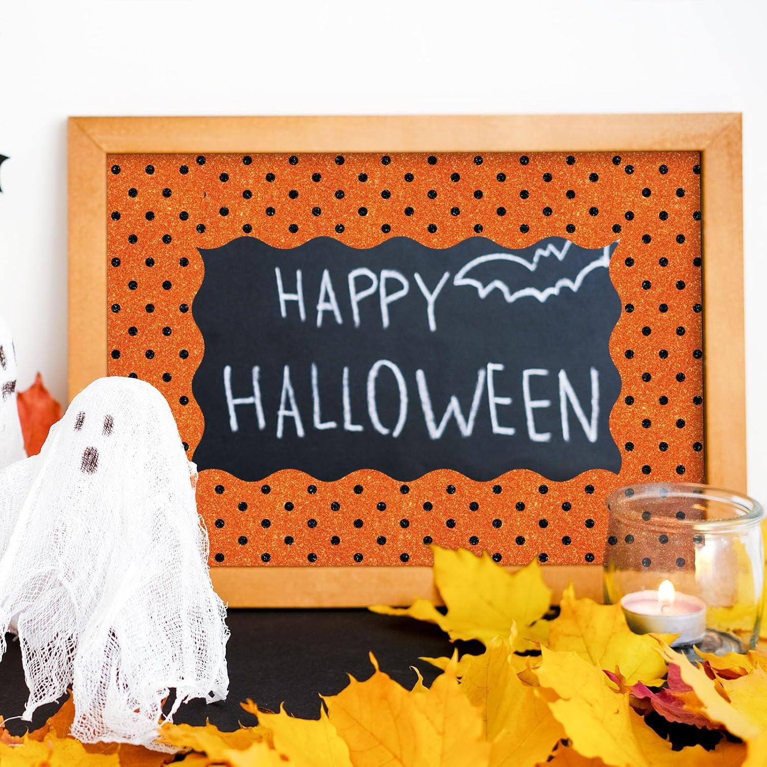 imageWhaline 69Ft Christmas Glitter Bulletin Board Borders 5 Designs Shine Stripe Dot Red Green Gold Merry Christmas Decoration Trim Bulletin Board Stickers for School Classroom Office Party DecorationHalloween Pumpkin