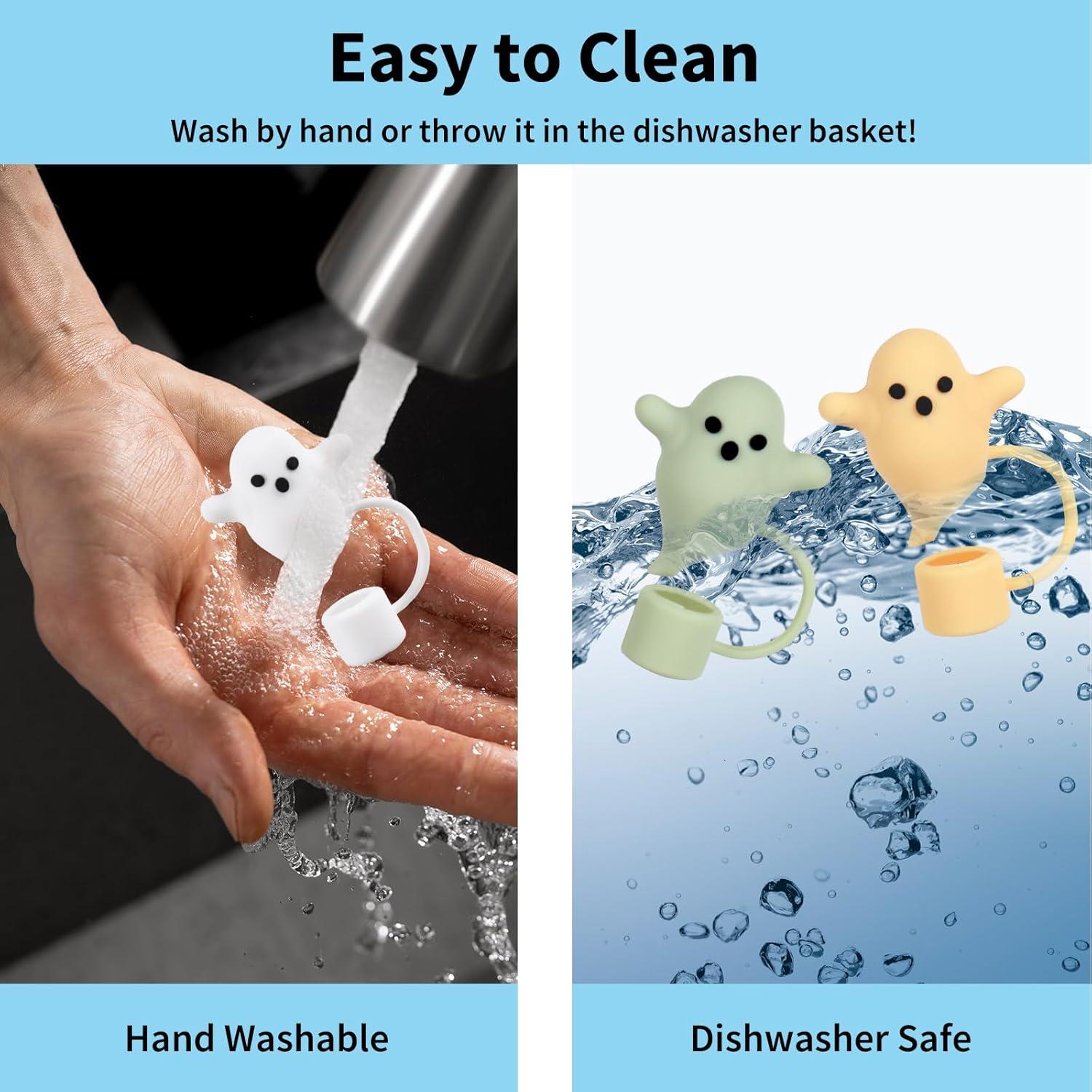 imageWhaline 6Pcs Halloween Ghost Straw Covers Pastel Cap Boo Silicone Reusable Straws Topper Colorful 10mm04In Straw Lids Protectors for 3040 OZ Tumbler Cups Accessoriesstyle 2