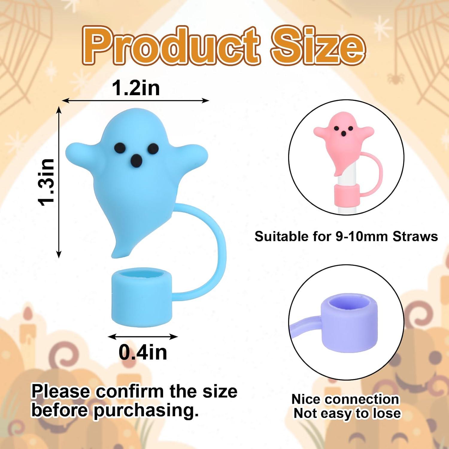 imageWhaline 6Pcs Halloween Ghost Straw Covers Pastel Cap Boo Silicone Reusable Straws Topper Colorful 10mm04In Straw Lids Protectors for 3040 OZ Tumbler Cups Accessoriesstyle 2