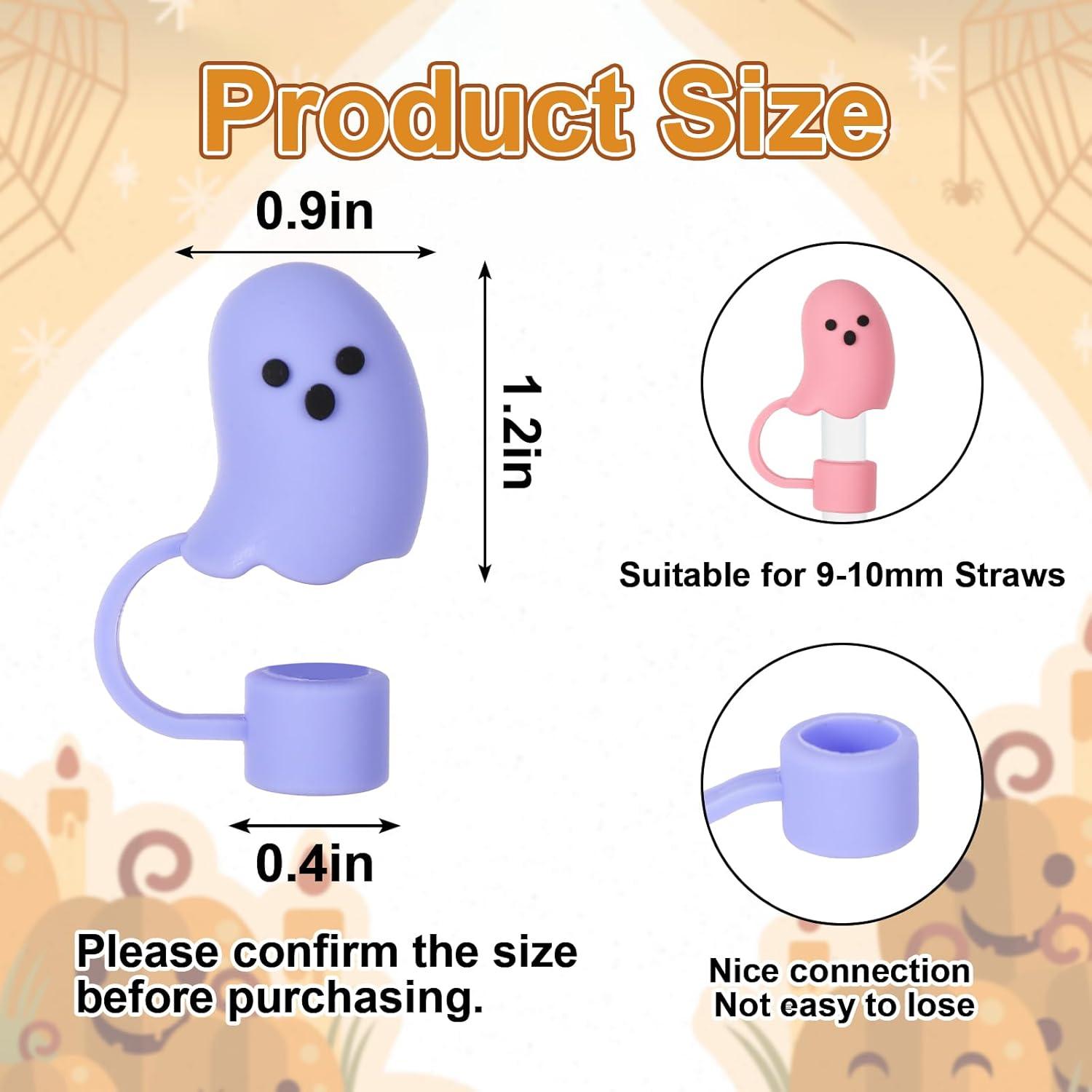 imageWhaline 6Pcs Halloween Ghost Straw Covers Pastel Cap Boo Silicone Reusable Straws Topper Colorful 10mm04In Straw Lids Protectors for 3040 OZ Tumbler Cups Accessoriesstyle 1